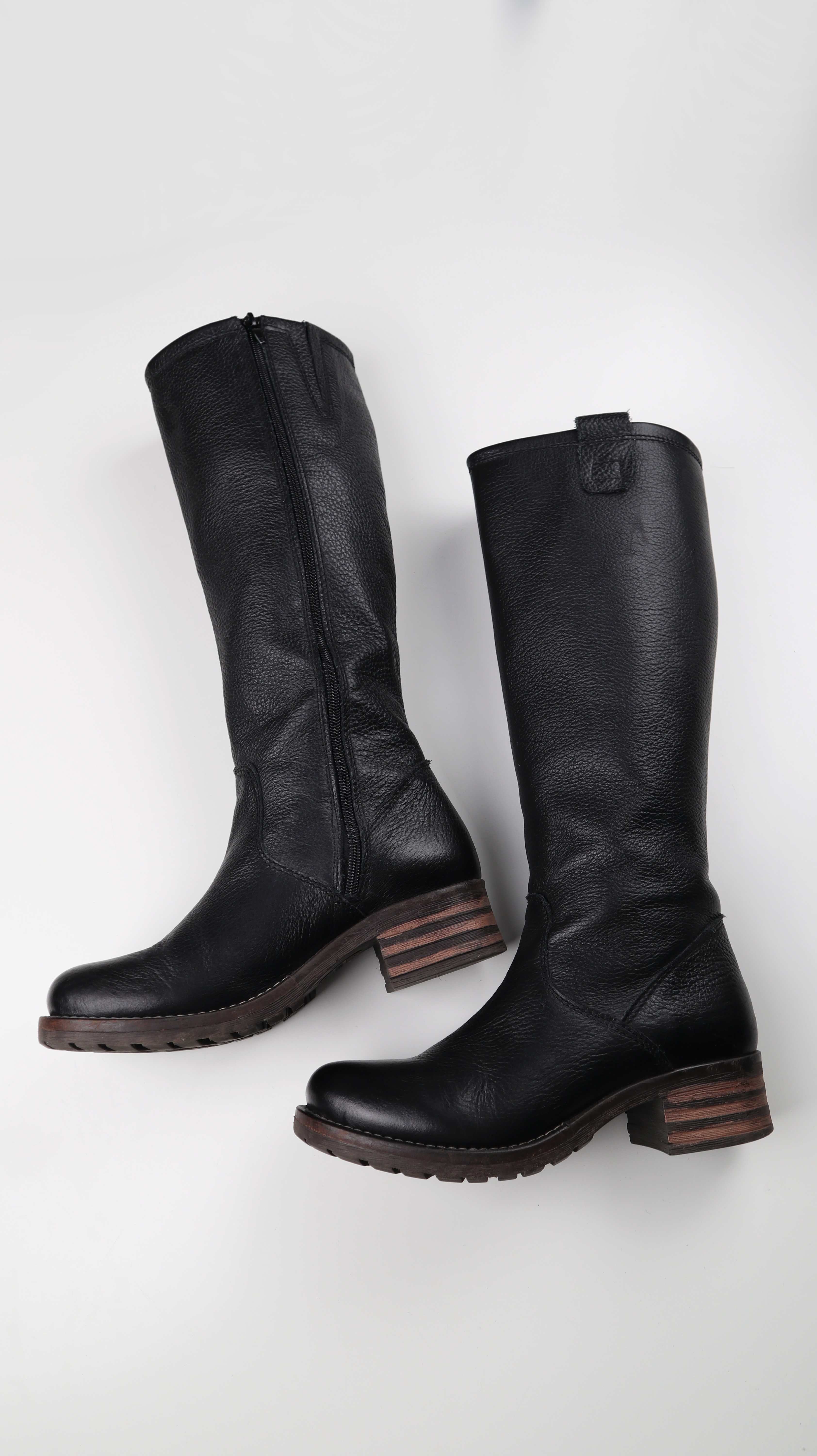 Brako Stiefel Stiefeletten 39 schwarz Lederstiefel Lang Herbststiefel