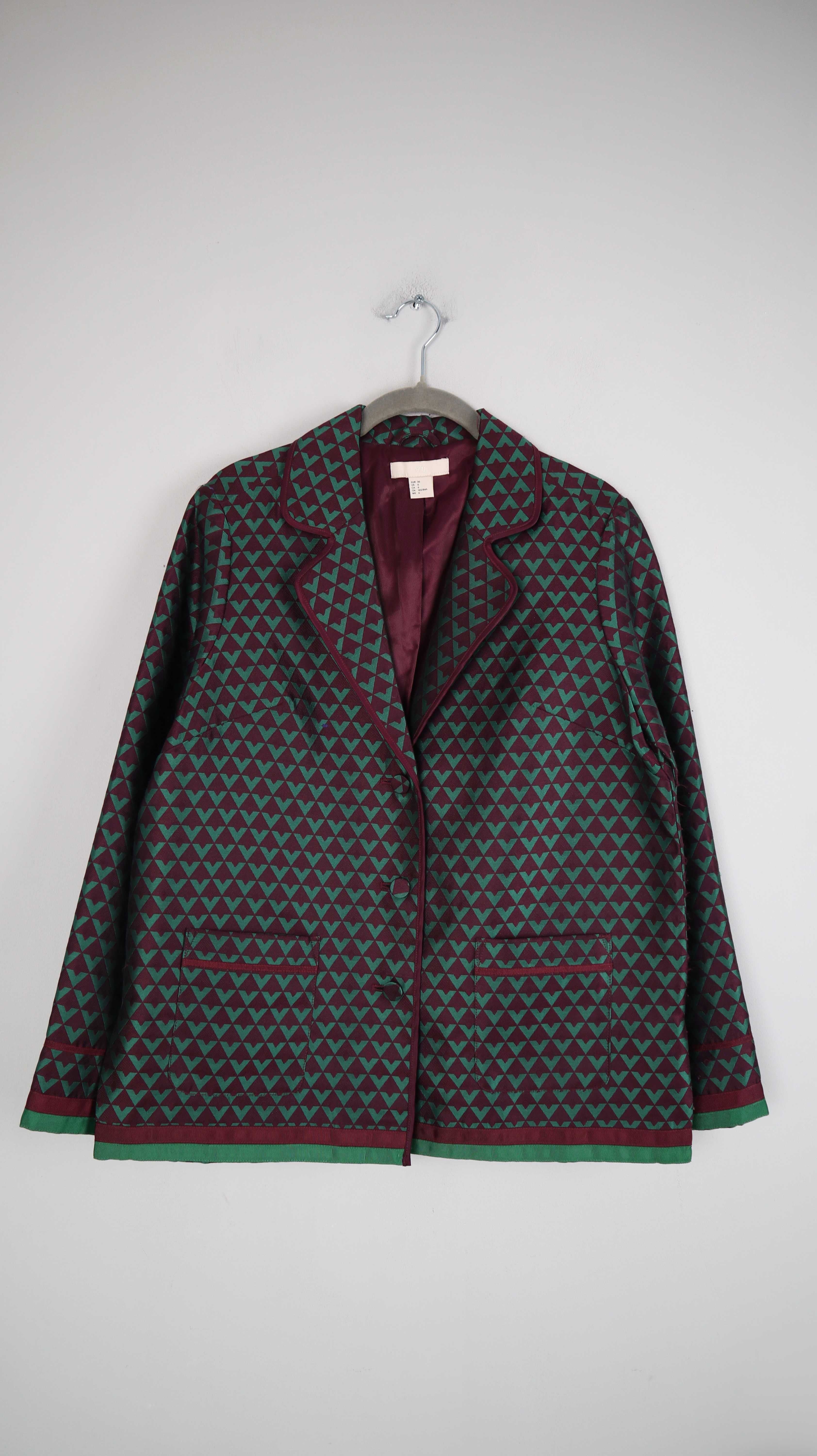 H&M Blazer Jacke 36 S braun grün boxy Oversized