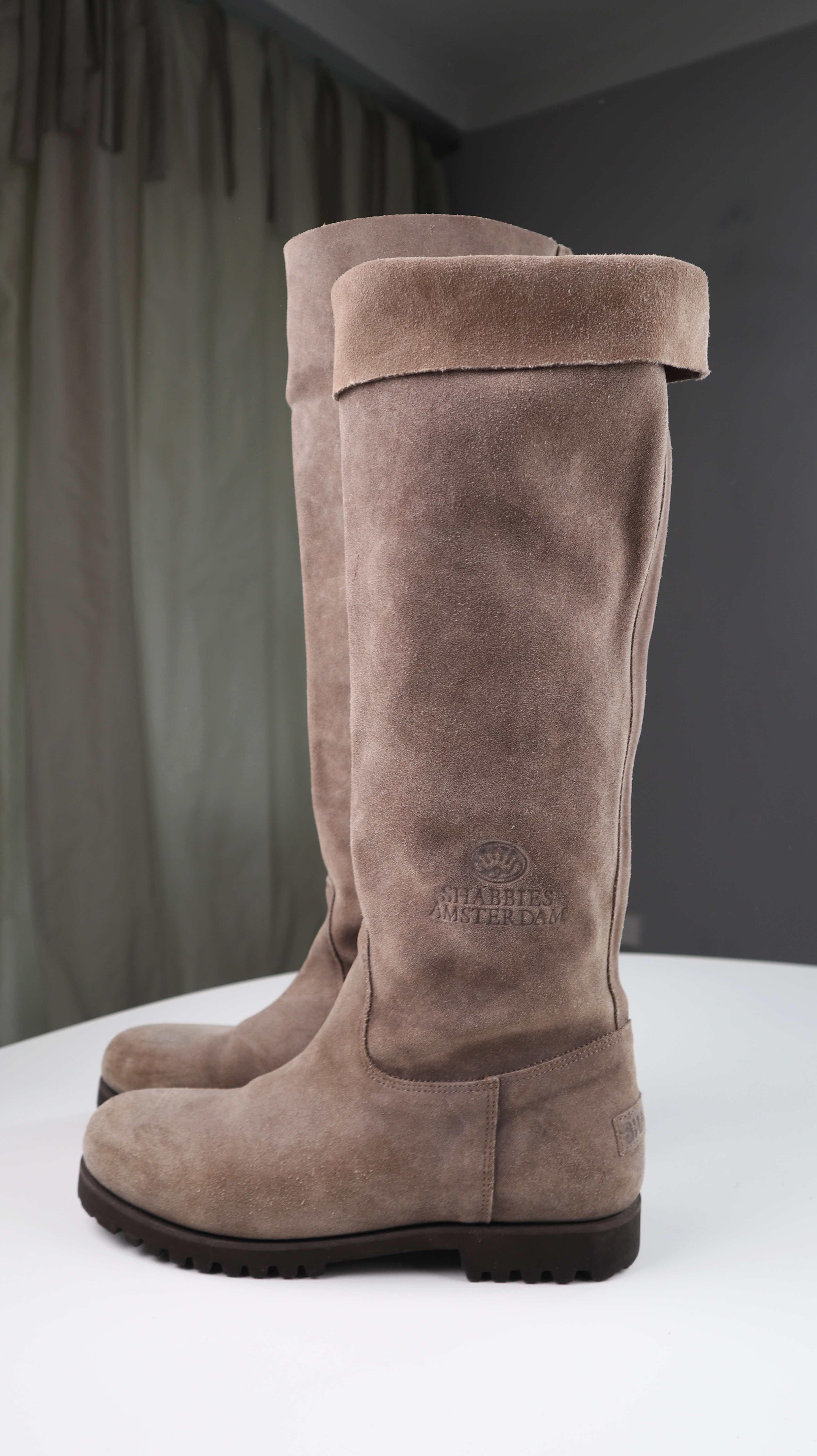 Shabbies Amsterdam Stiefel Braun Wildleder 40 Lang Lederstiefel
