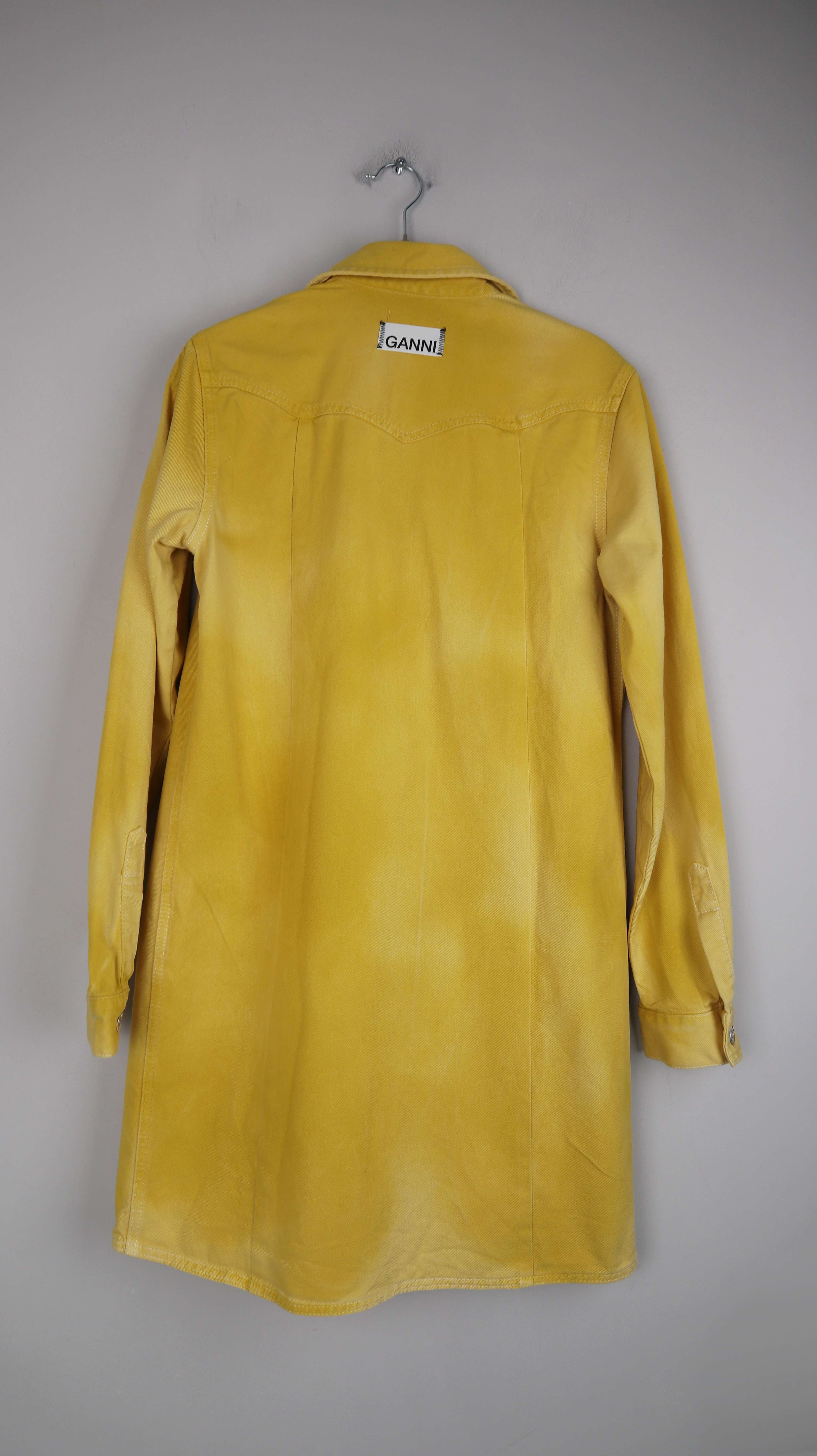 Ganni Kleid Gelb 38 M Midi Midikleid Batik Senfgelb Cowboy