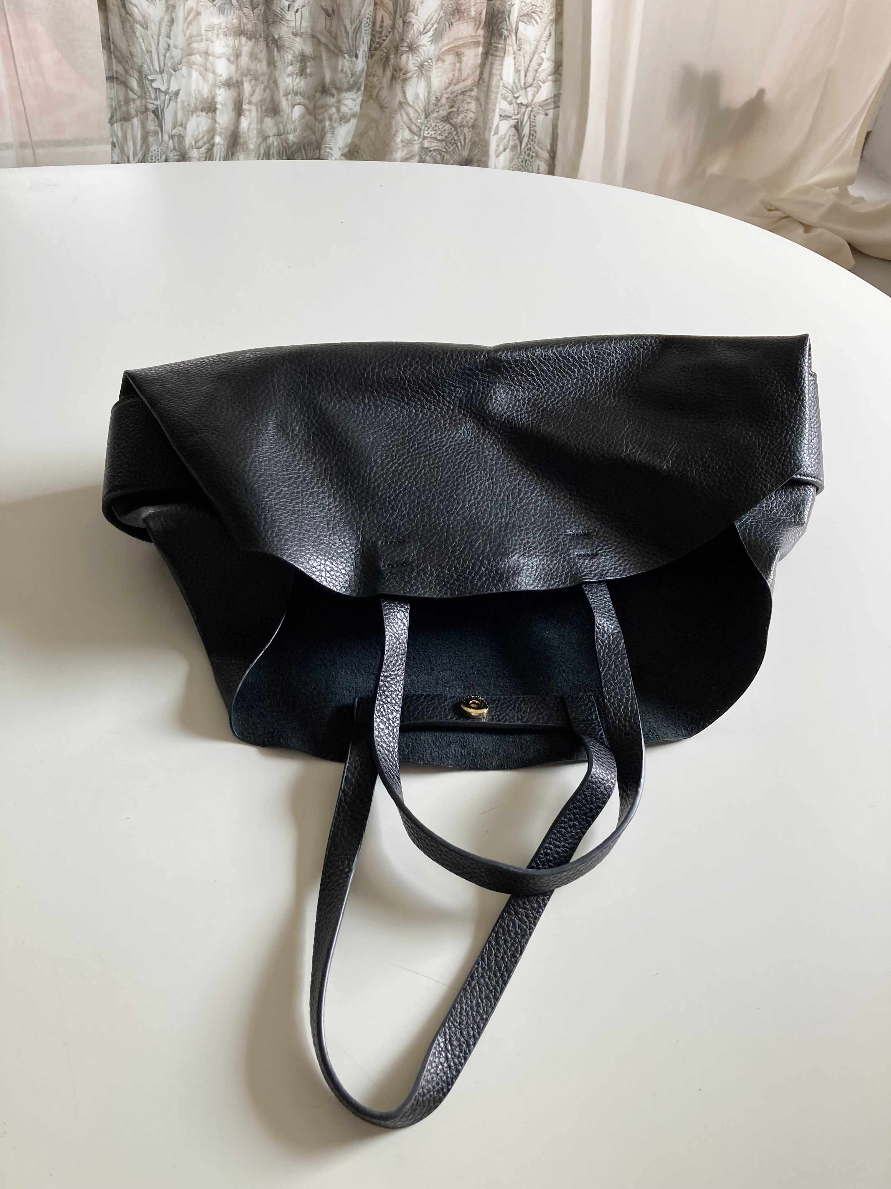 Zara basic Schwarze Tasche Ledertasche Handtasche Shopper