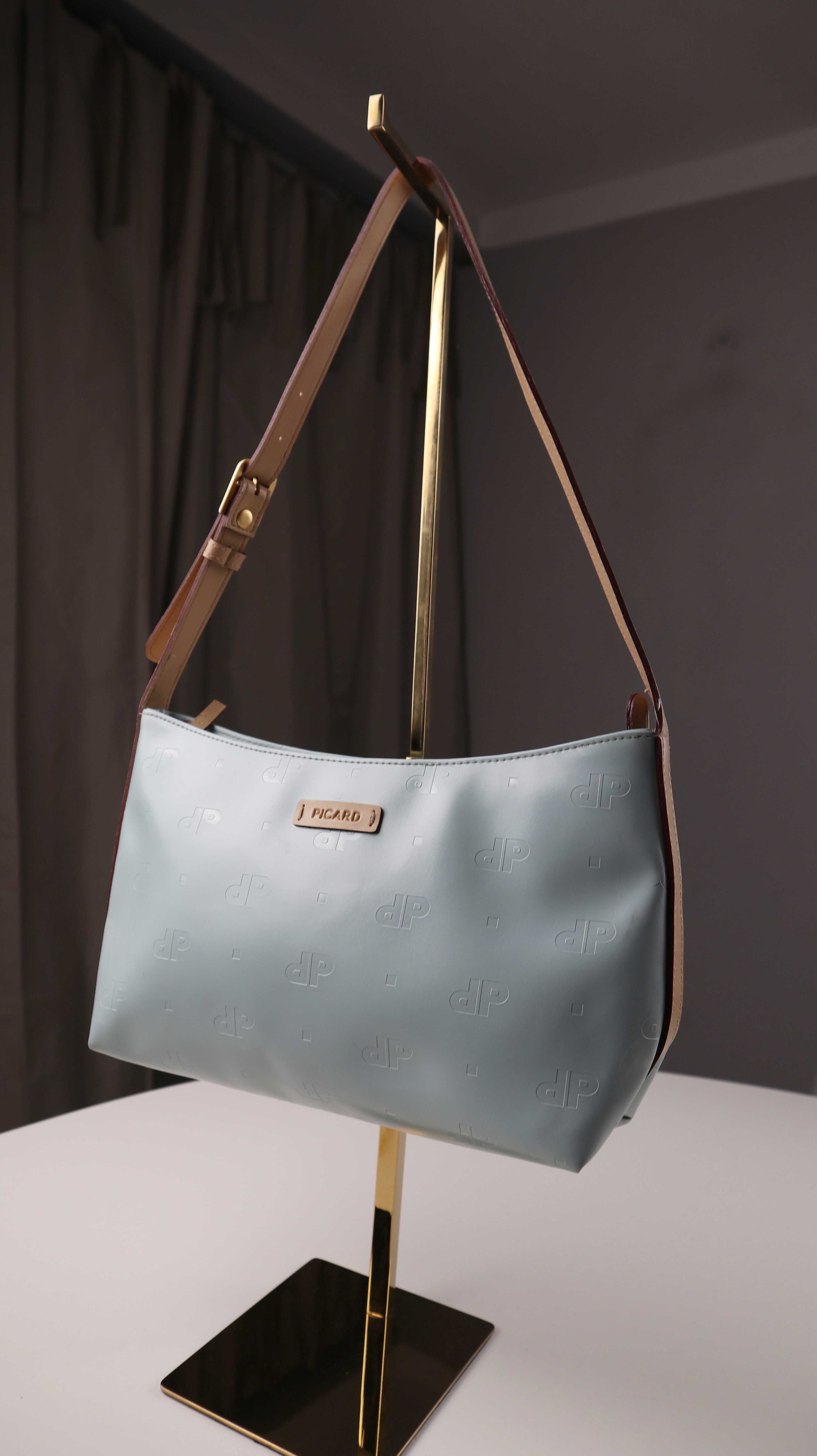 Picard Tasche türkis Hellblau Leder Schultertasche Henkeltasche Baguette Bag