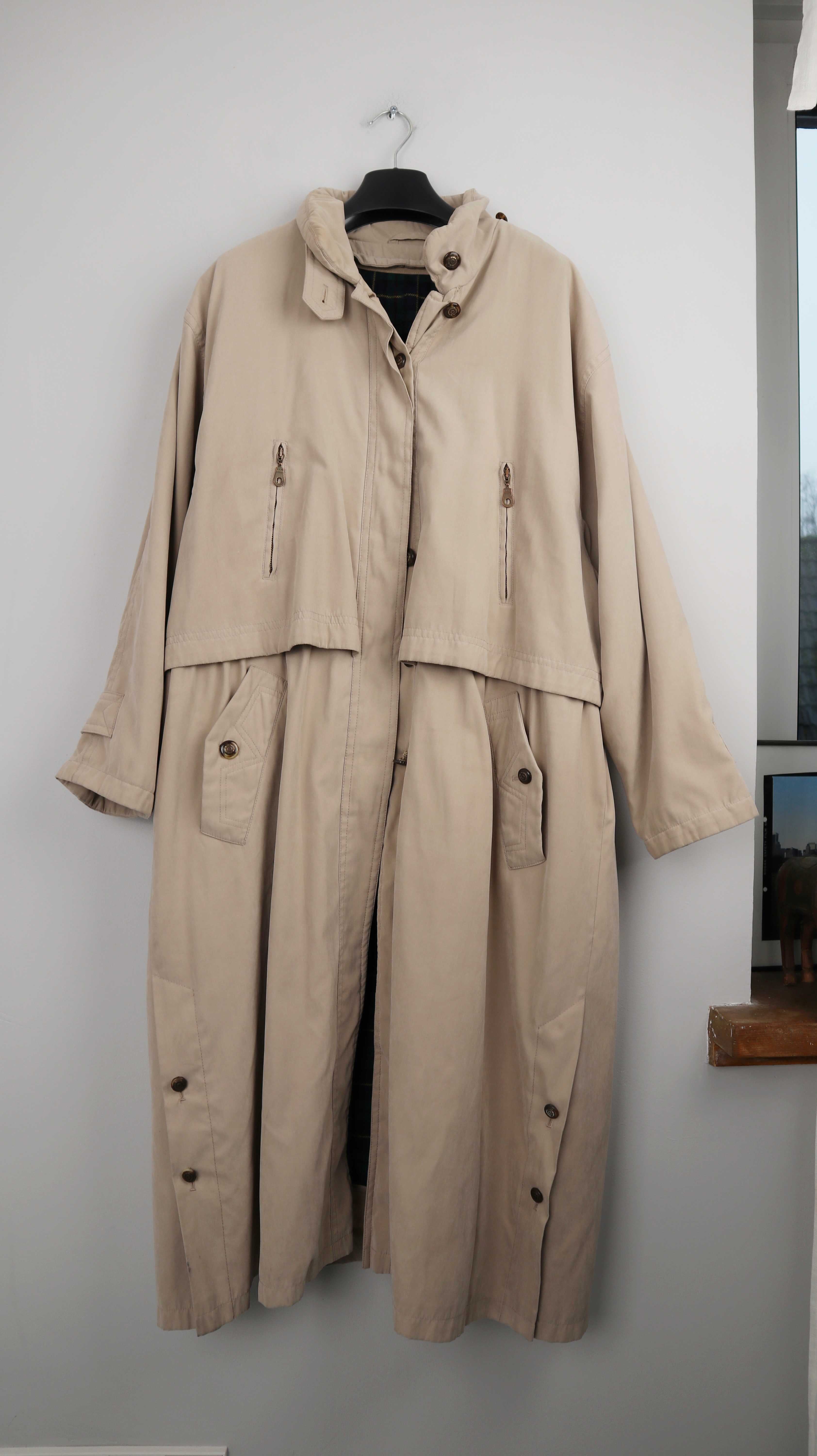 True Vintage Mantel Beige Trenchcoat 40 L Oversized Jacke Braun Creme