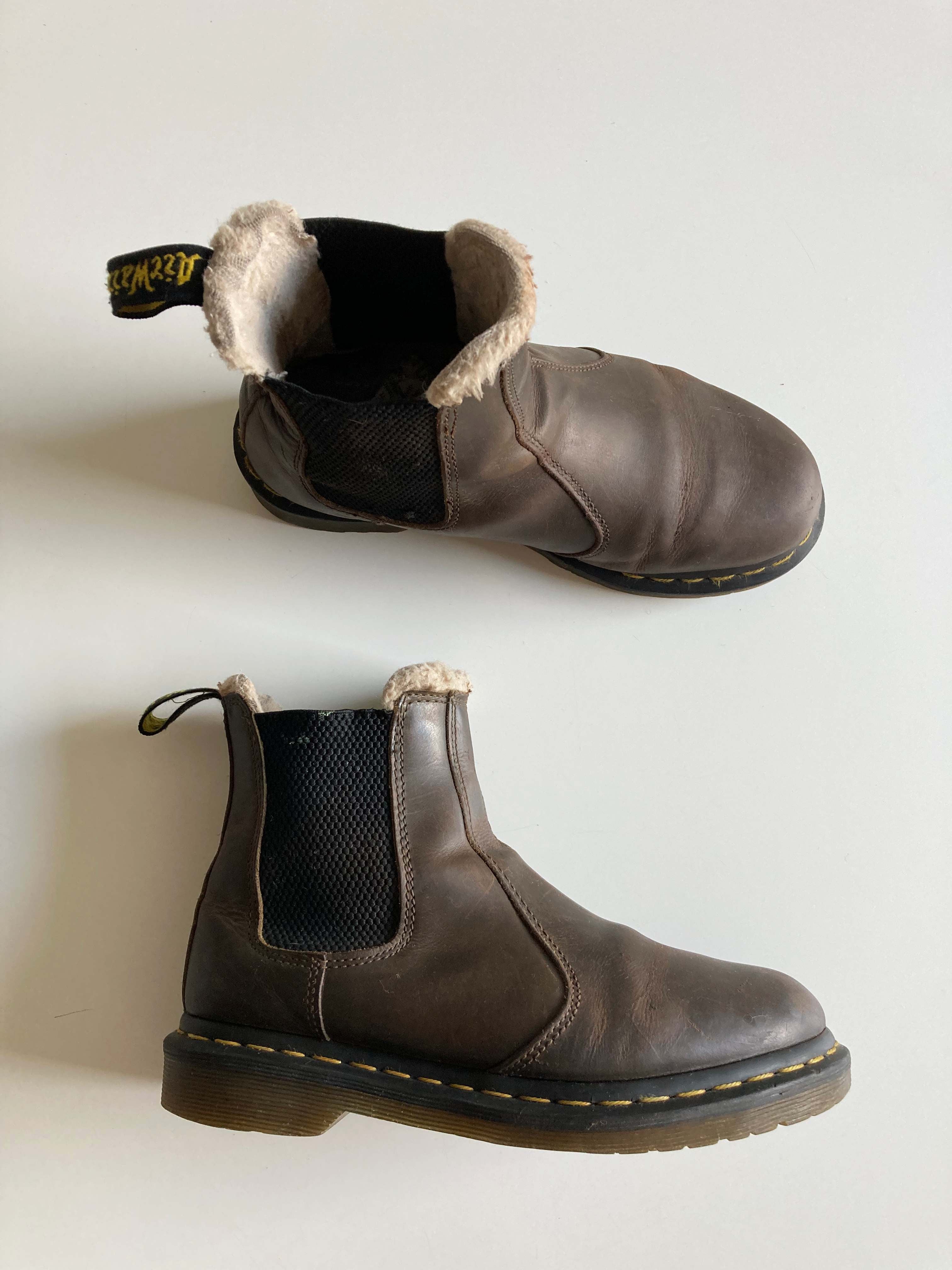 Dr. Martens Stiefeletten braun gefüttert 38 Chelsea Boots Lederstiefel