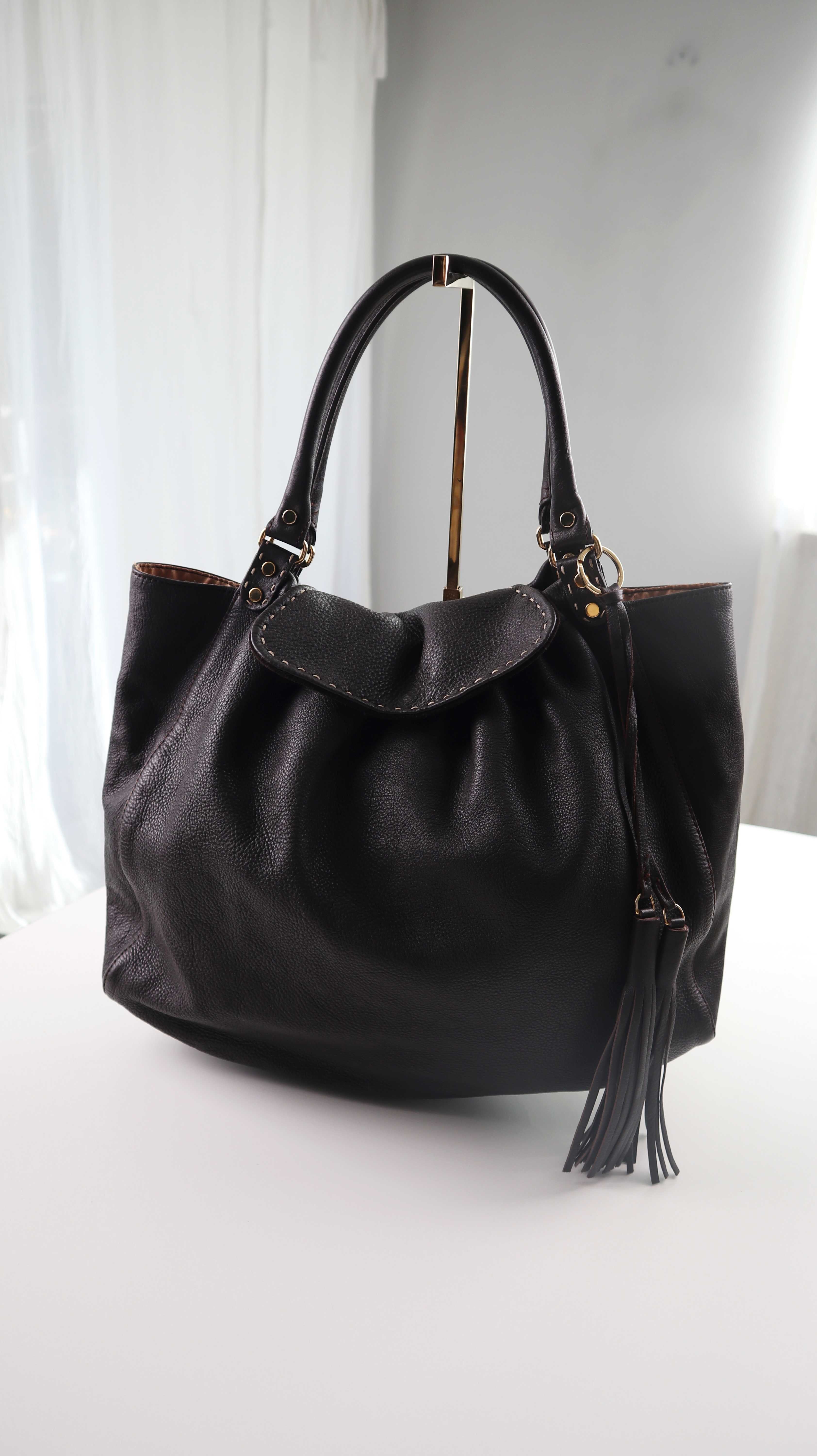 Madeleine Tasche Ledertasche braun Schultertasche Handtasche Fransen