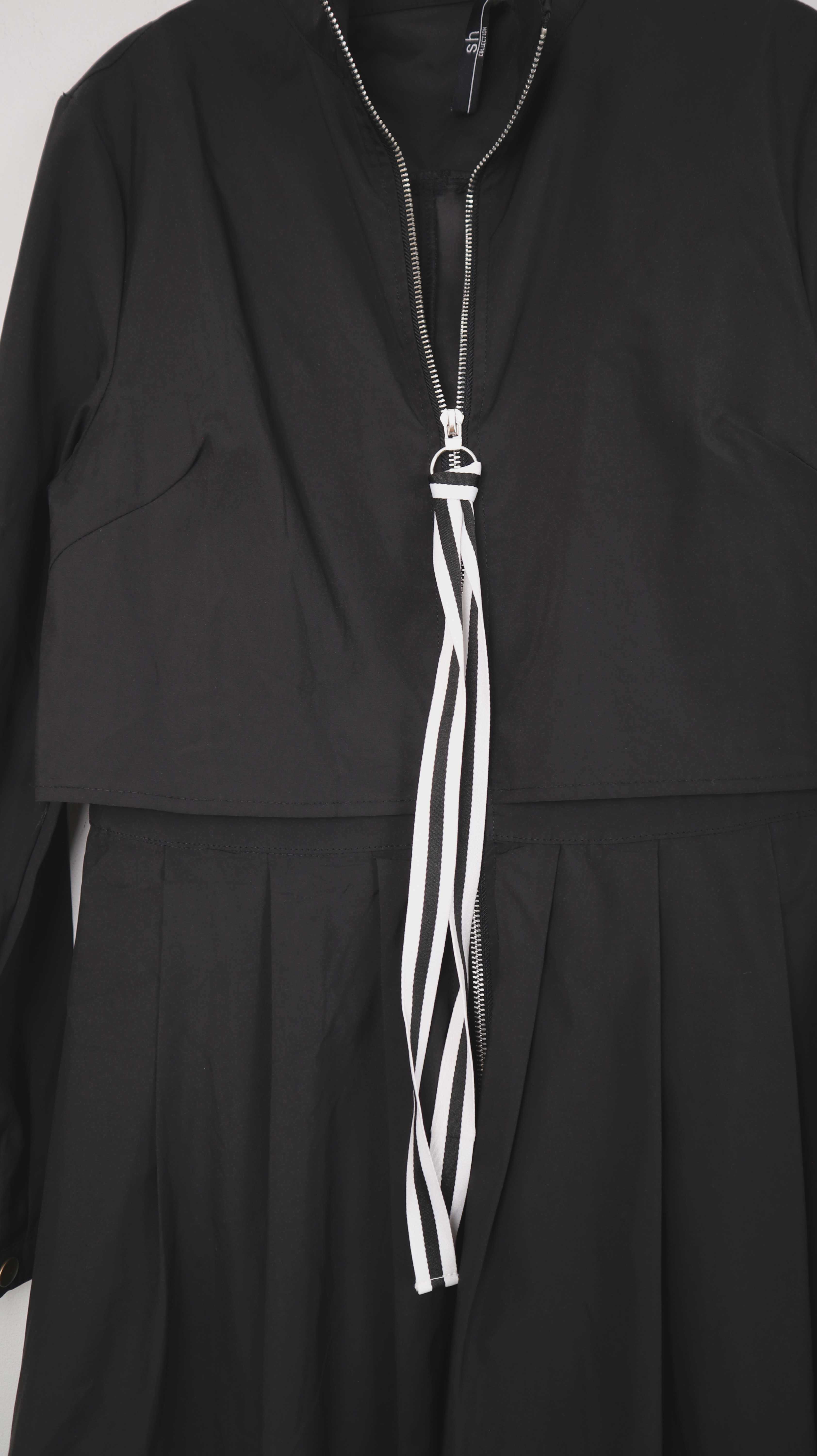 SH Collection Kleid Schwarz Midi Midikleid basic Blusenkleid