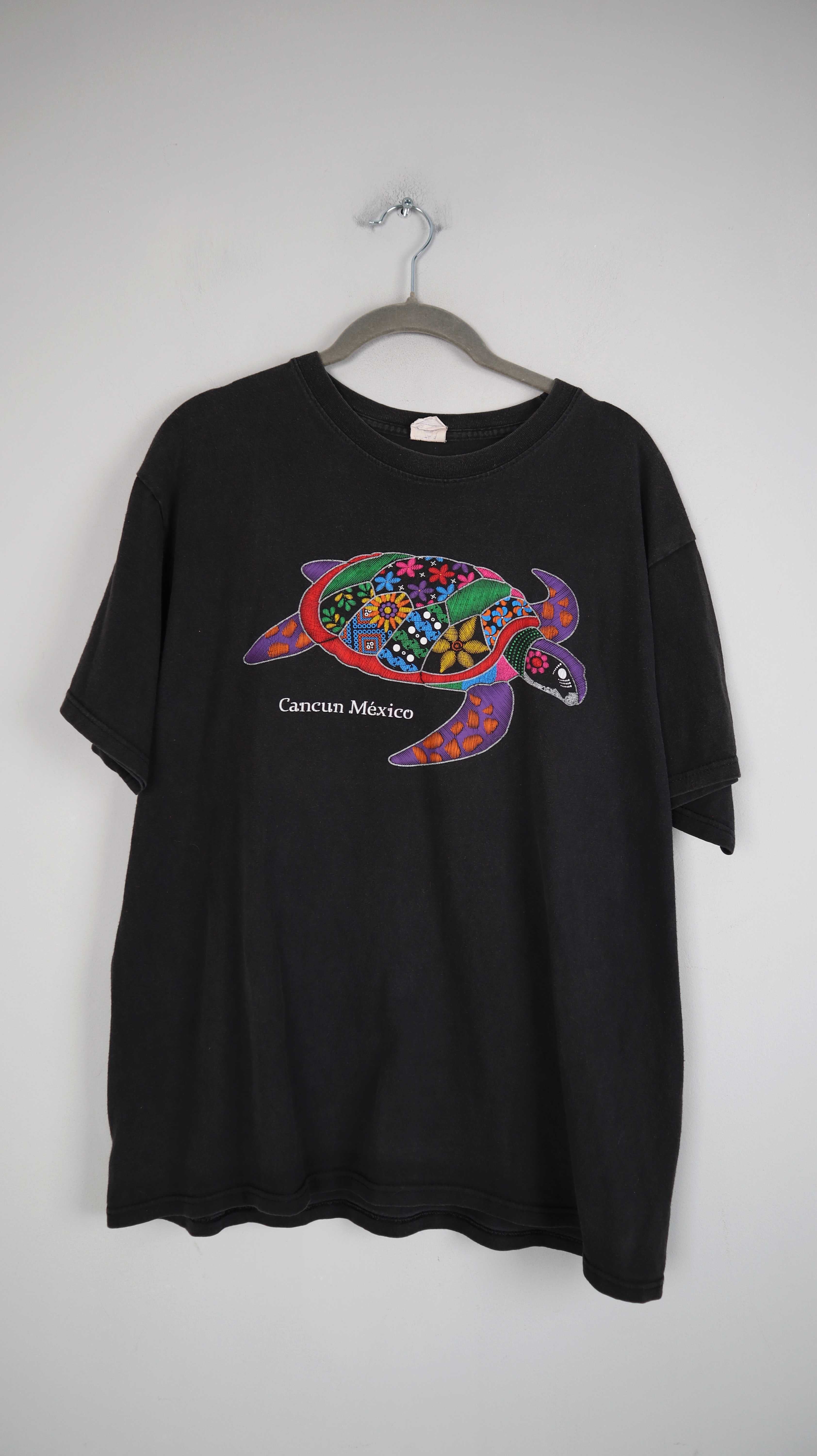 True Vintage Shirt T-Shirt Mexico schwarz 38 M Schildkröte