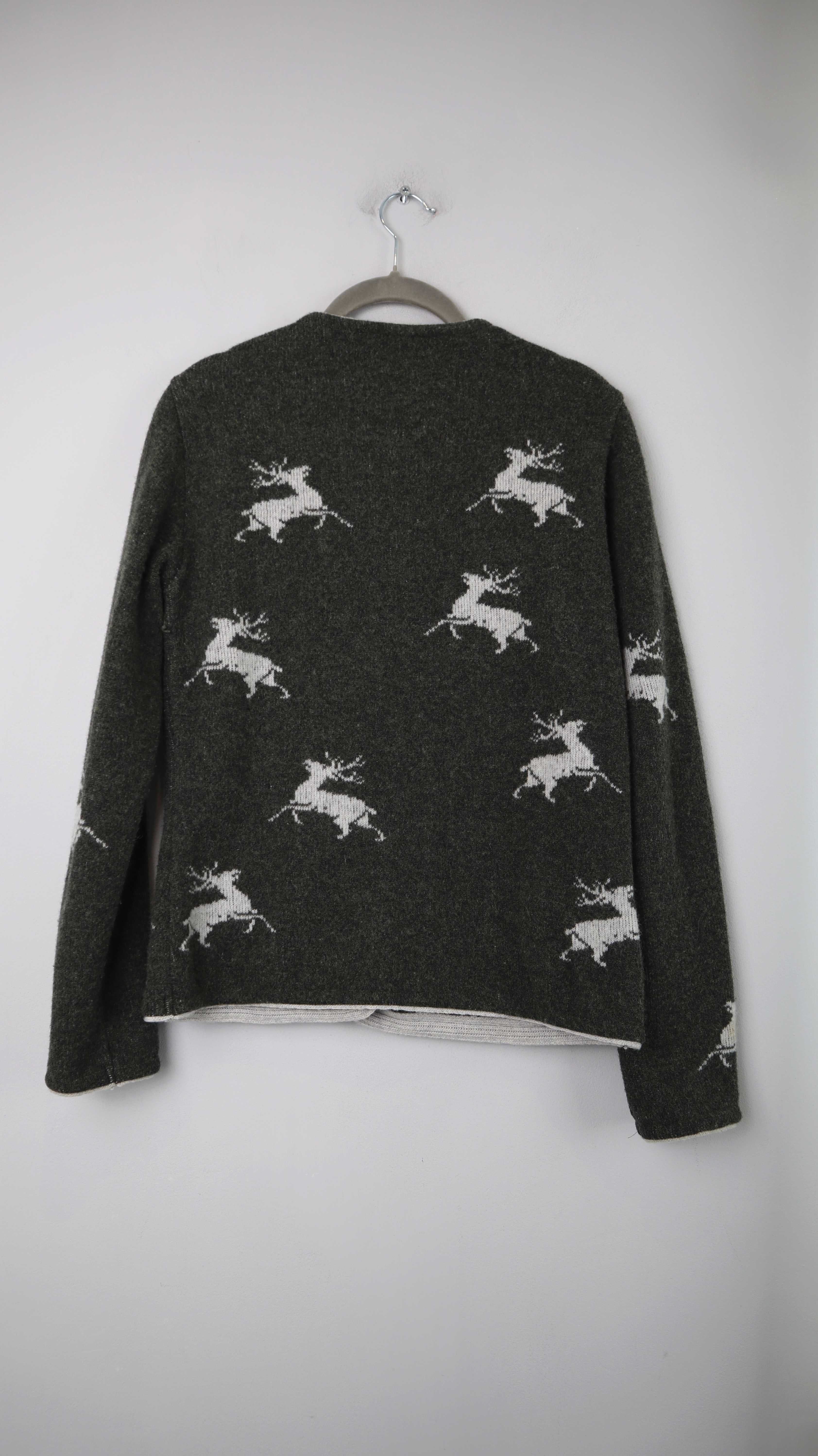 Georg Maier Strickjacke Hirsche Wolle Wollstrickjacke 38 M Schurwolle Geknöpft