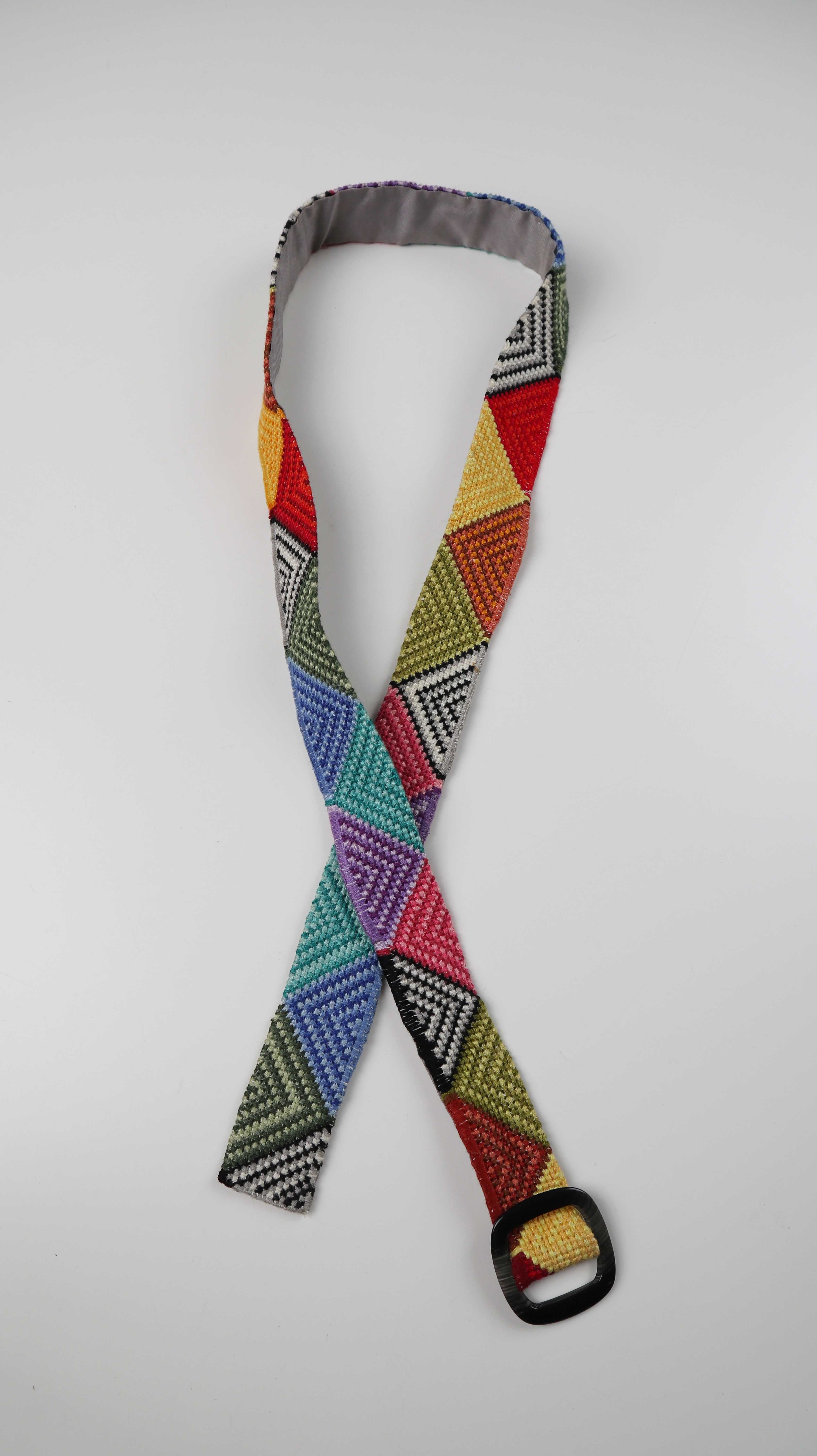 Gürtel bestickt Handbestickt bunt handmade Rauten