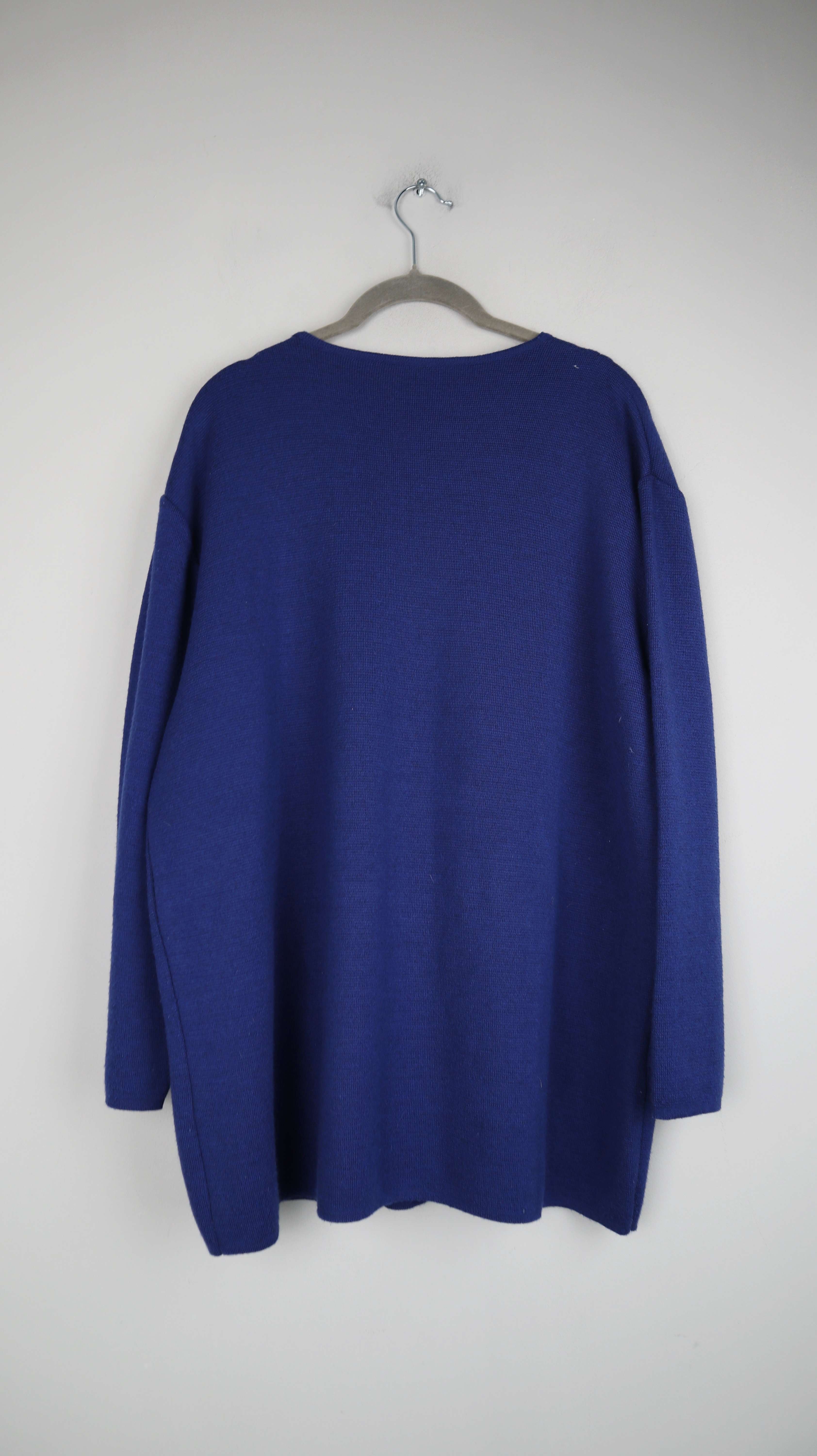 Pullover Sweater Blau Dunkelblau Merinowolle 40 L basic Strickpullover