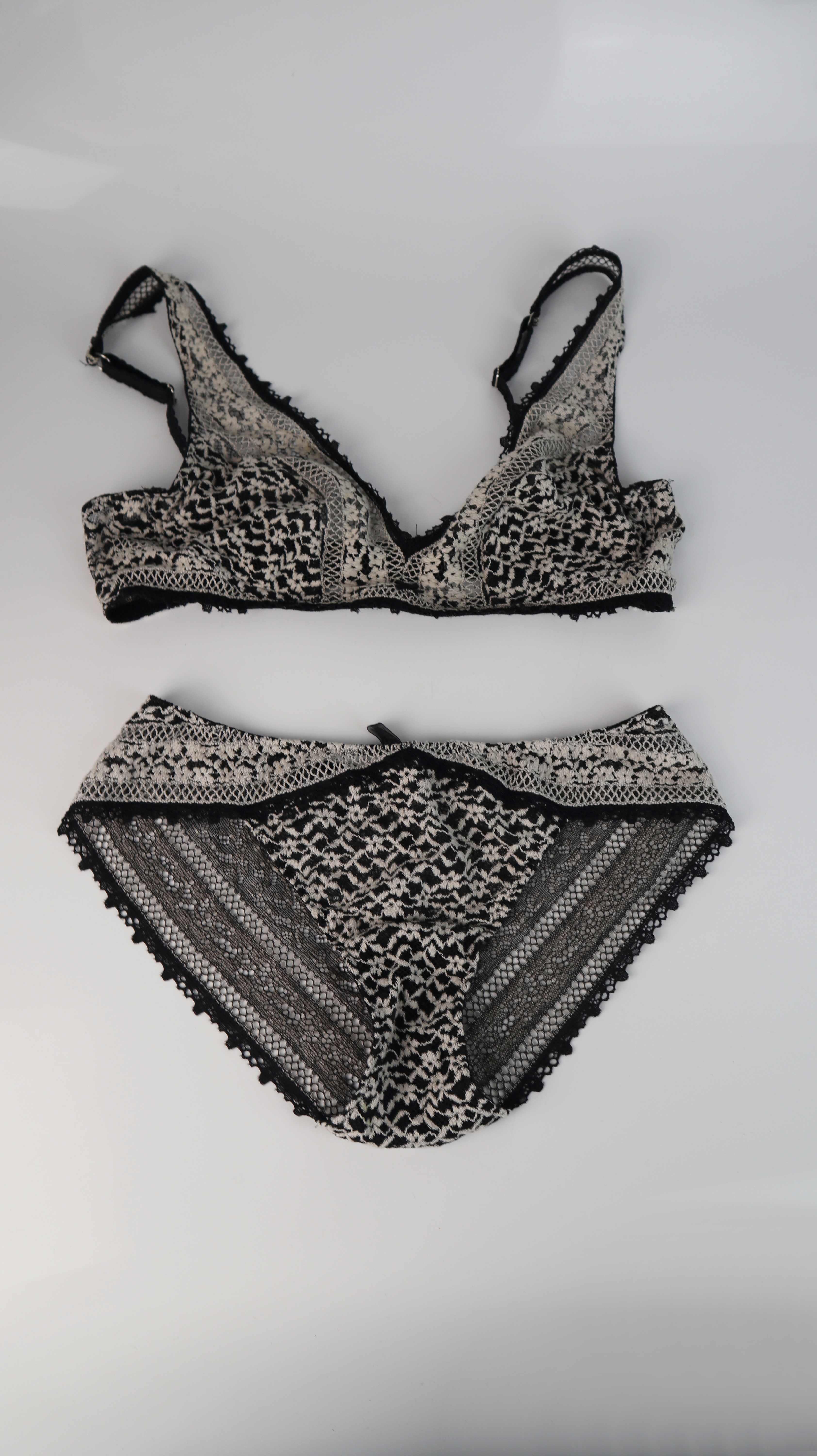 Intimissimi Set BH schwarz weiß 38 M 75 B Oberteil Spitze