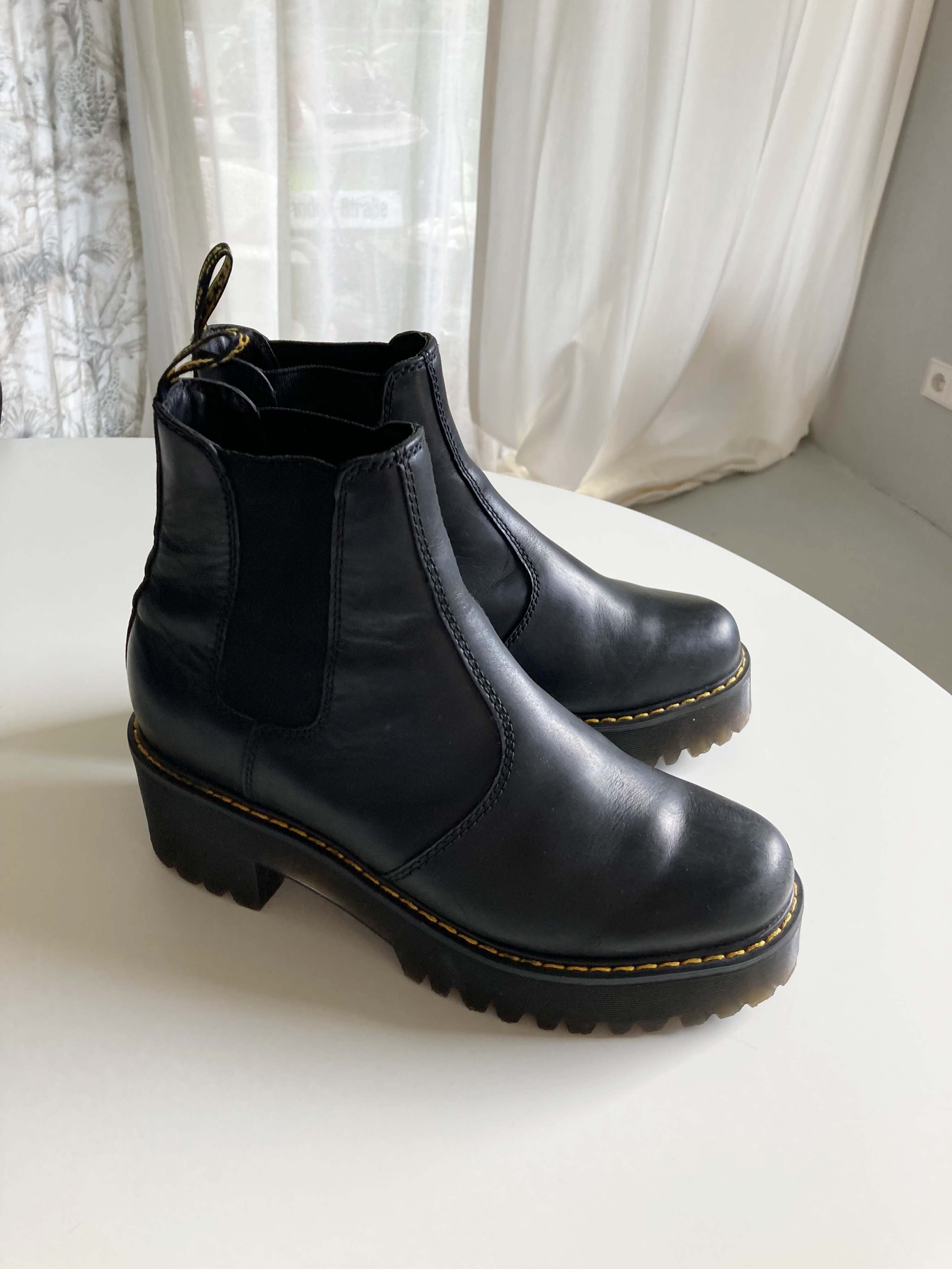 Dr. Martens Stiefeletten Schwarz 42 Lederstiefel Plateau Absatz Stiefel Quad Chelsea Boots