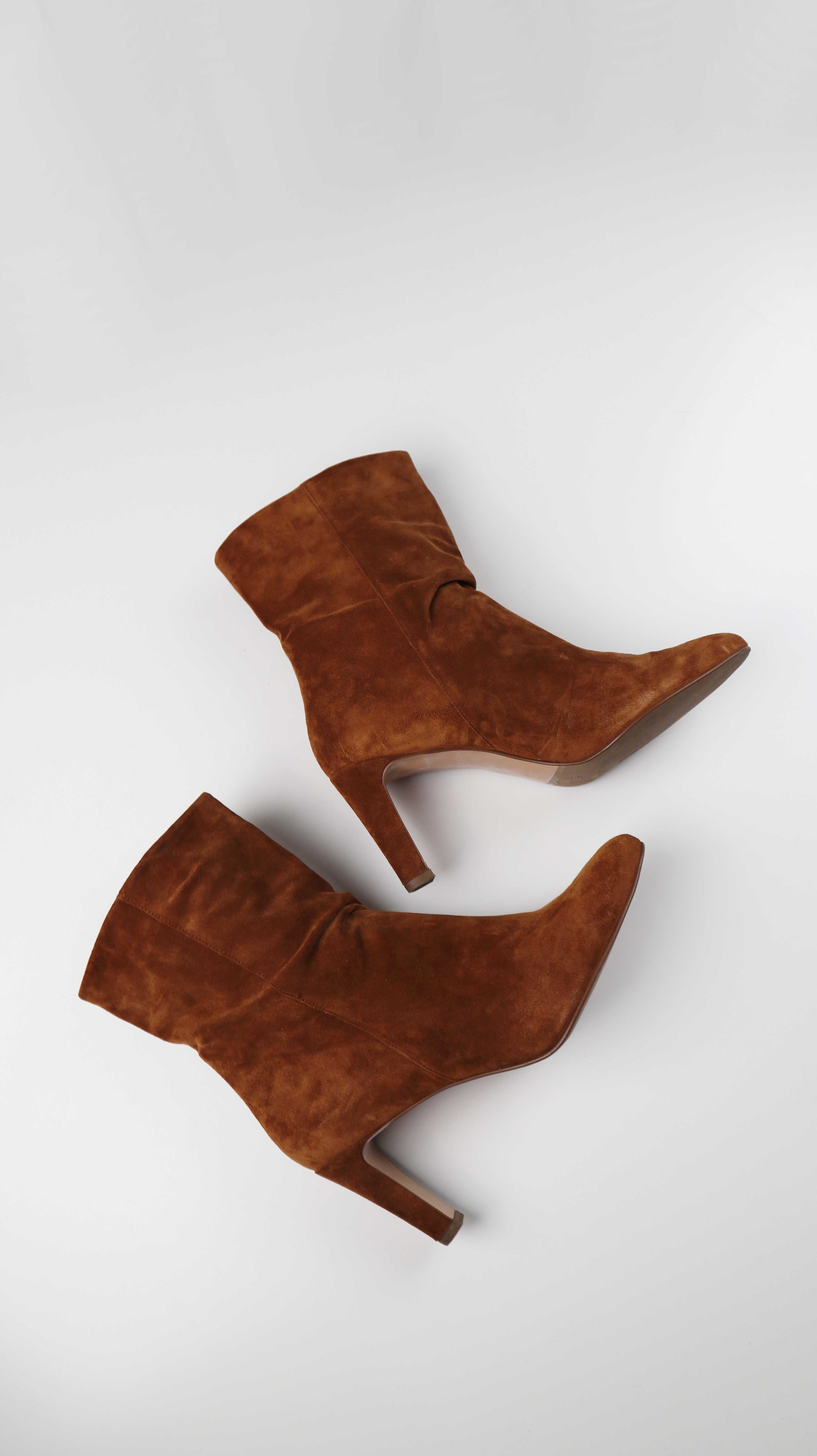 Högl Stiefel Stiefeletten Braun Wildleder 40 Absatzschuhe spitz