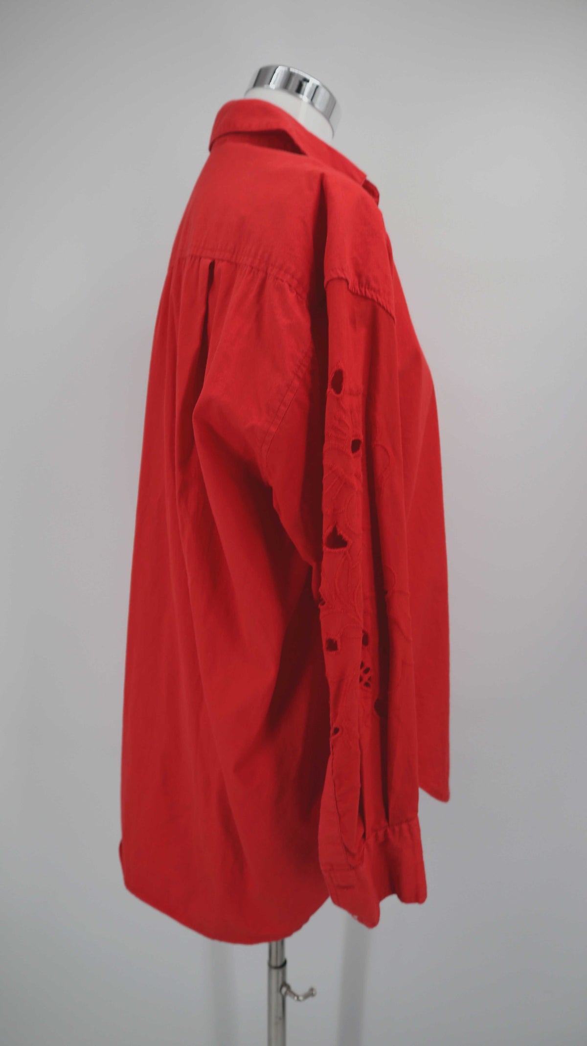 HOD Paris Hemd Bluse rot gelocht Shirt Oberteil 38 M bestickt