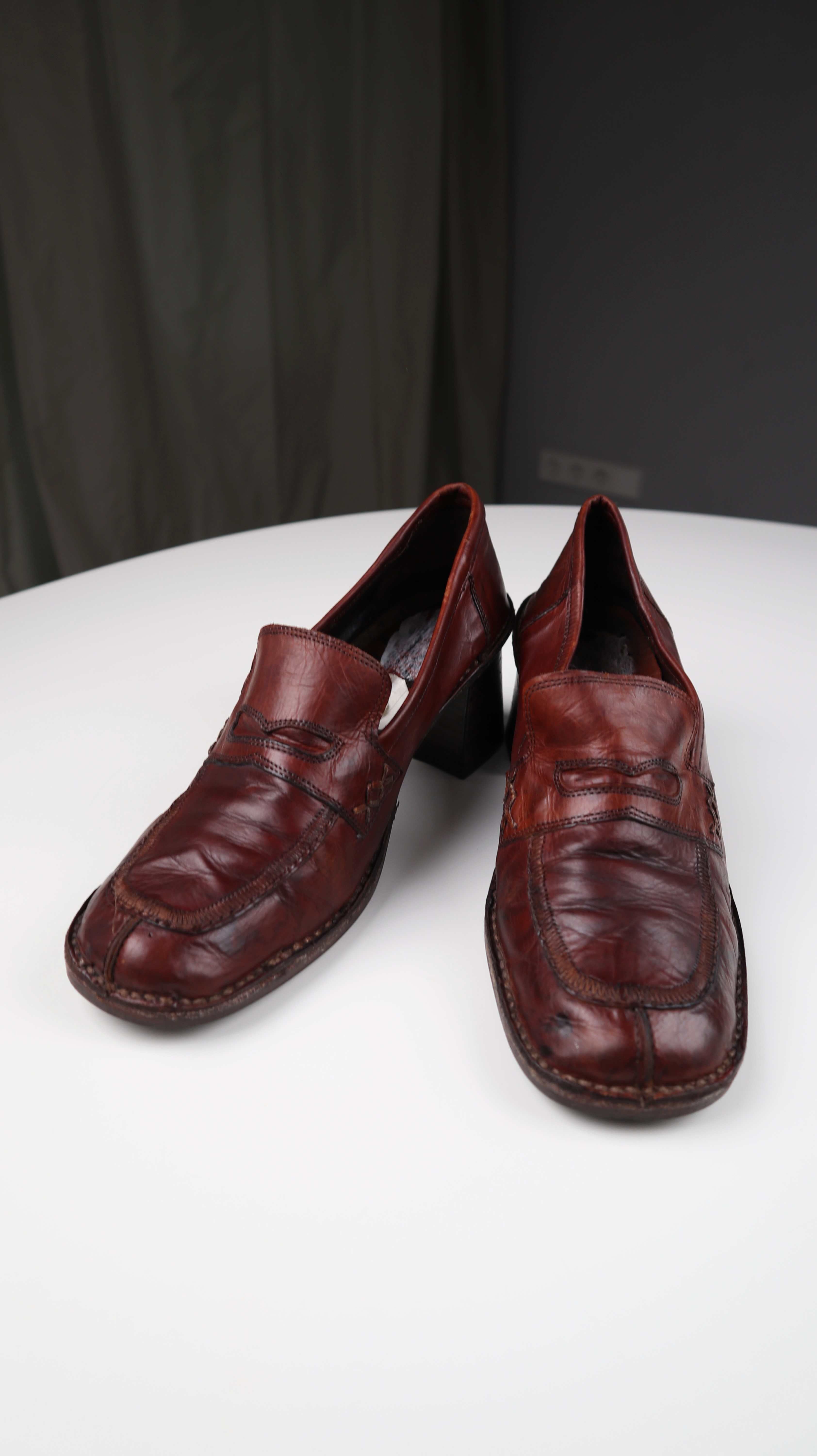 Mokassins 39 Braun Leder Slipper Boots true Vintage