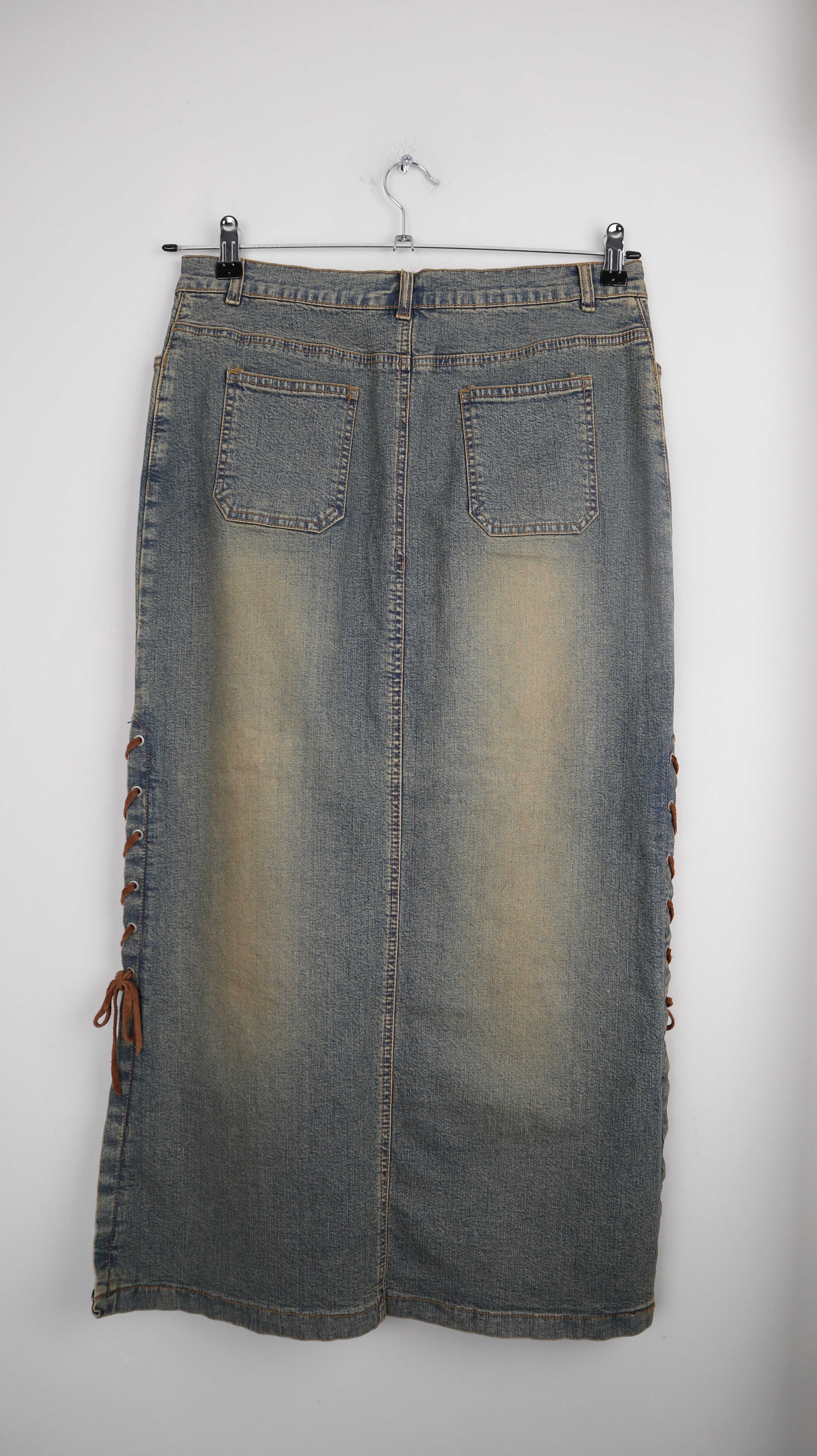 True Vintage Rock Jeansrock 40 L washed Maxi Maxirock 90er Y2K bleached