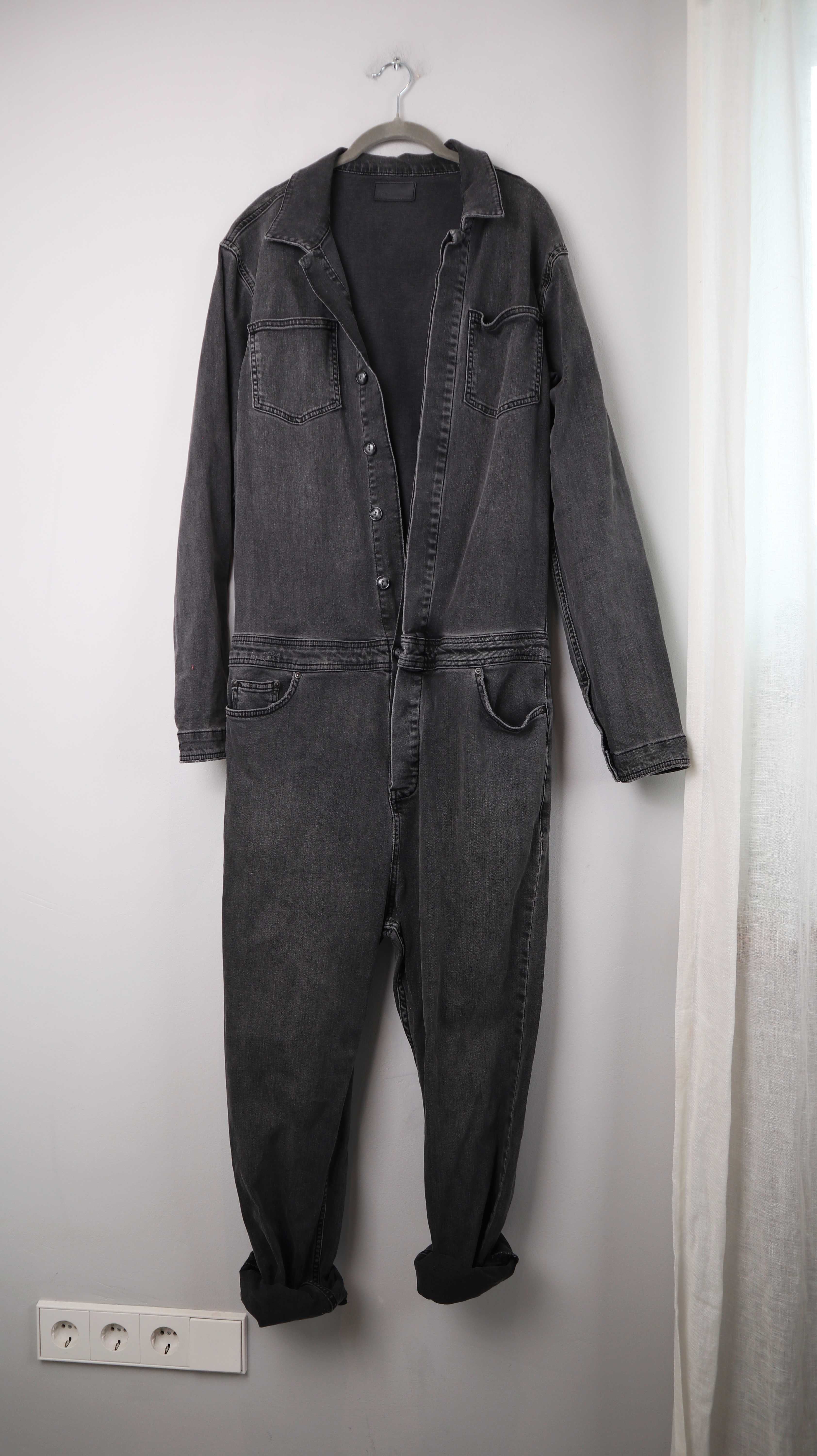 Asos Overall Grau Jeans Denim M washed Einteiler Ganzkörperanzug