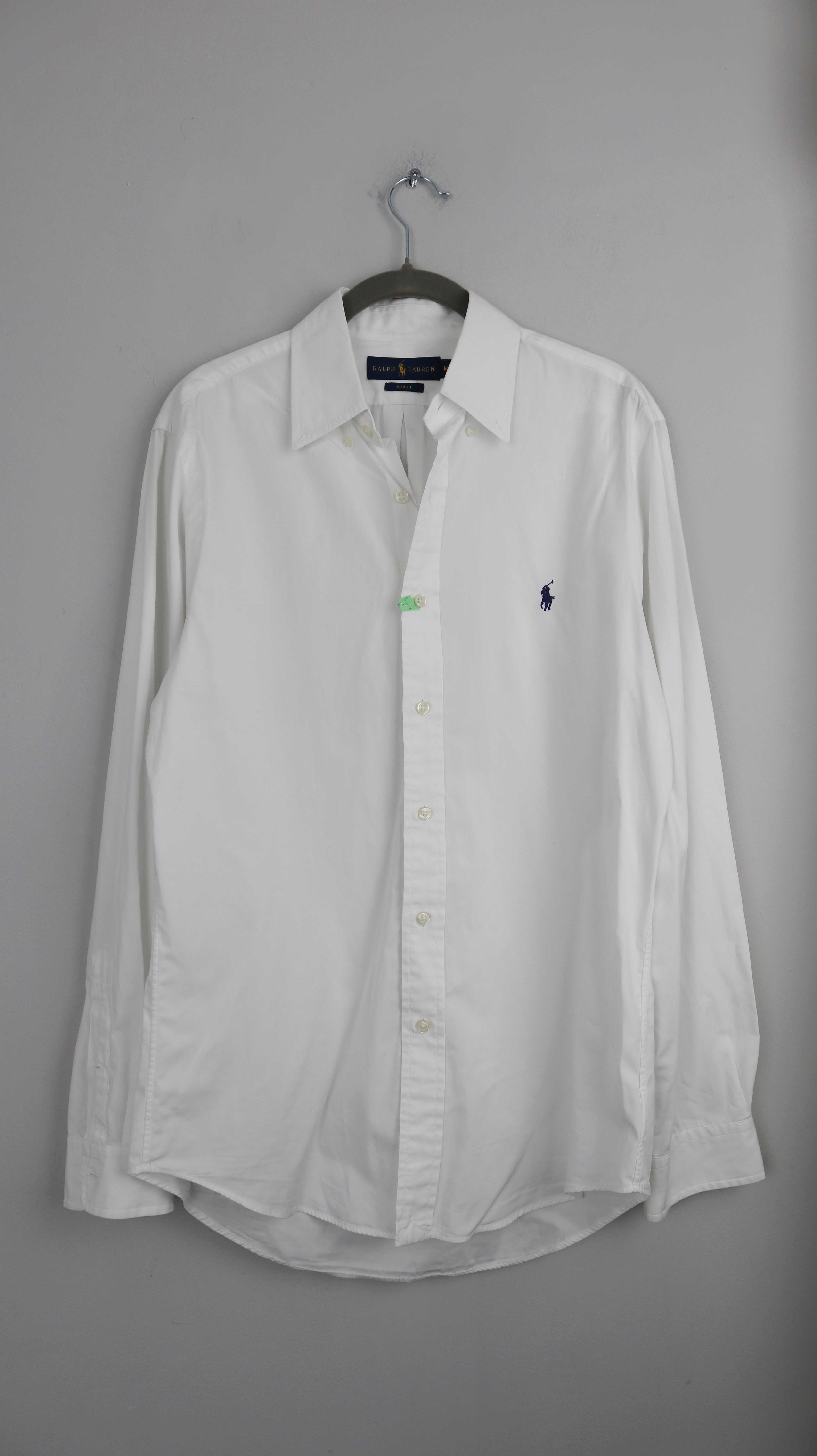 Ralph Lauren Polo Hemd weiß weiss M slim git langärmlig einfarbig Shirt Oberteil