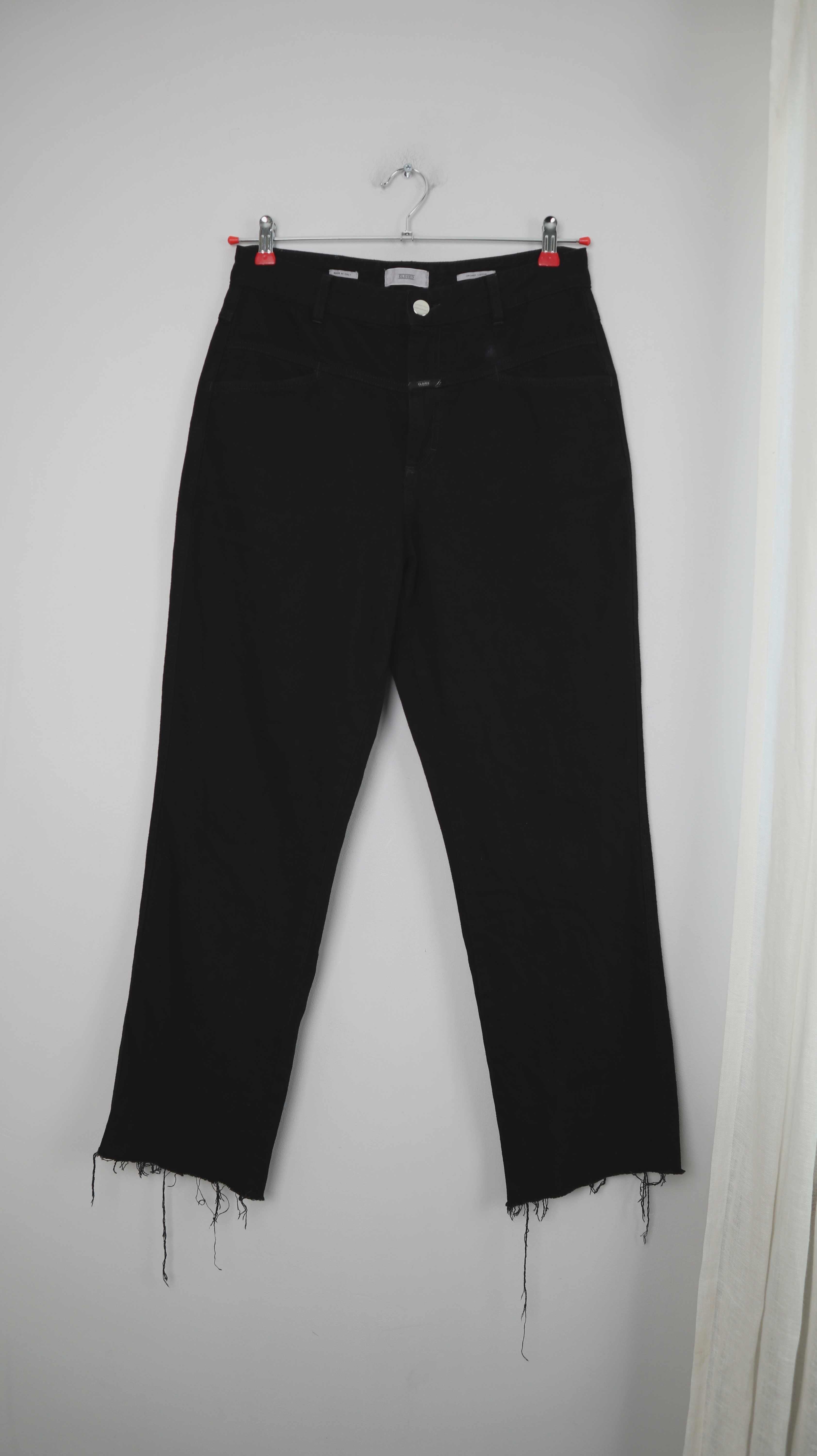 Closed Hose schwarz high waist 30 40 L Pedal Pusher slim Jeans