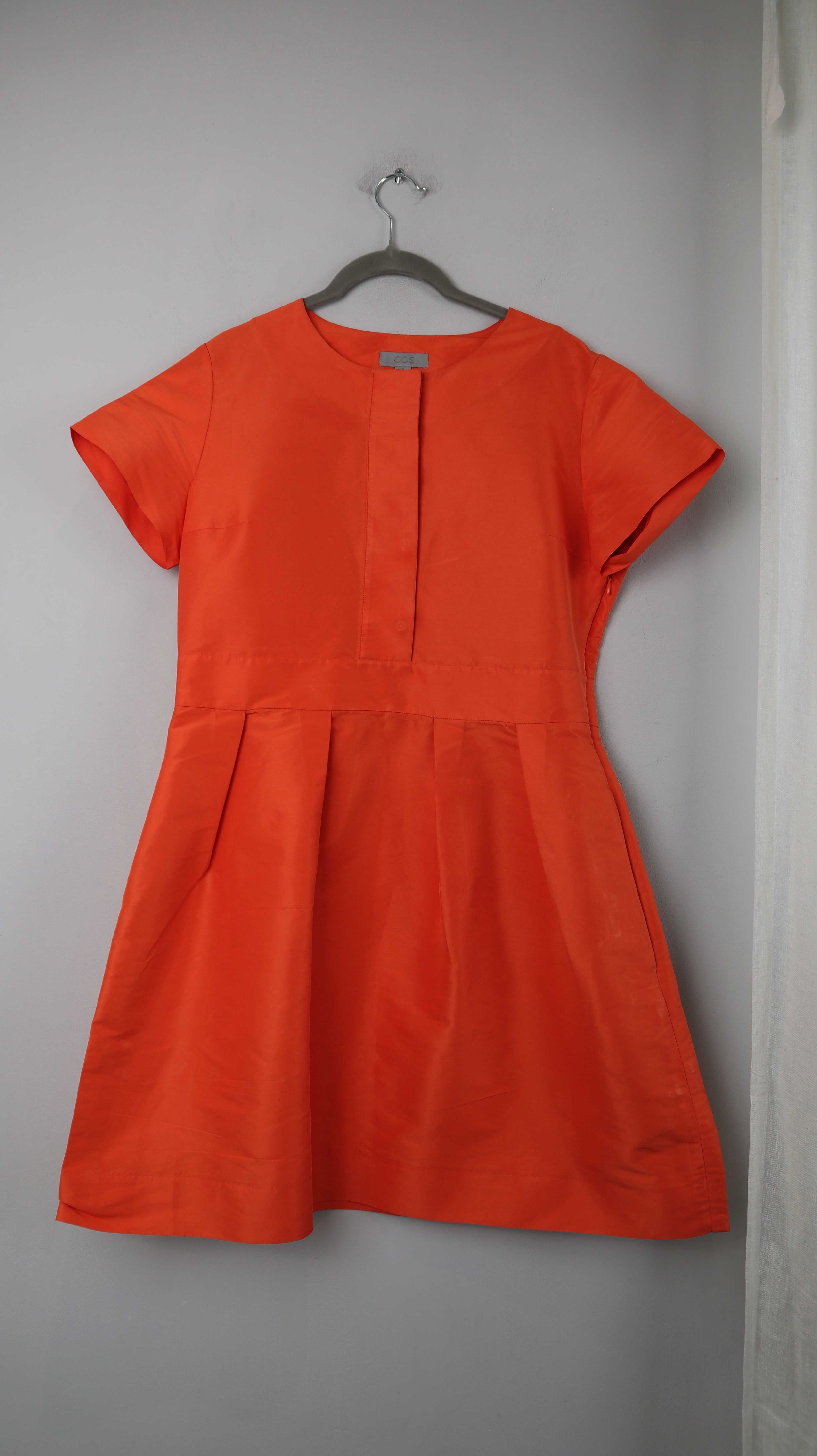 COS Kleid 40 L Orange Midi Midikleid Sommerkleid basic einfarbig