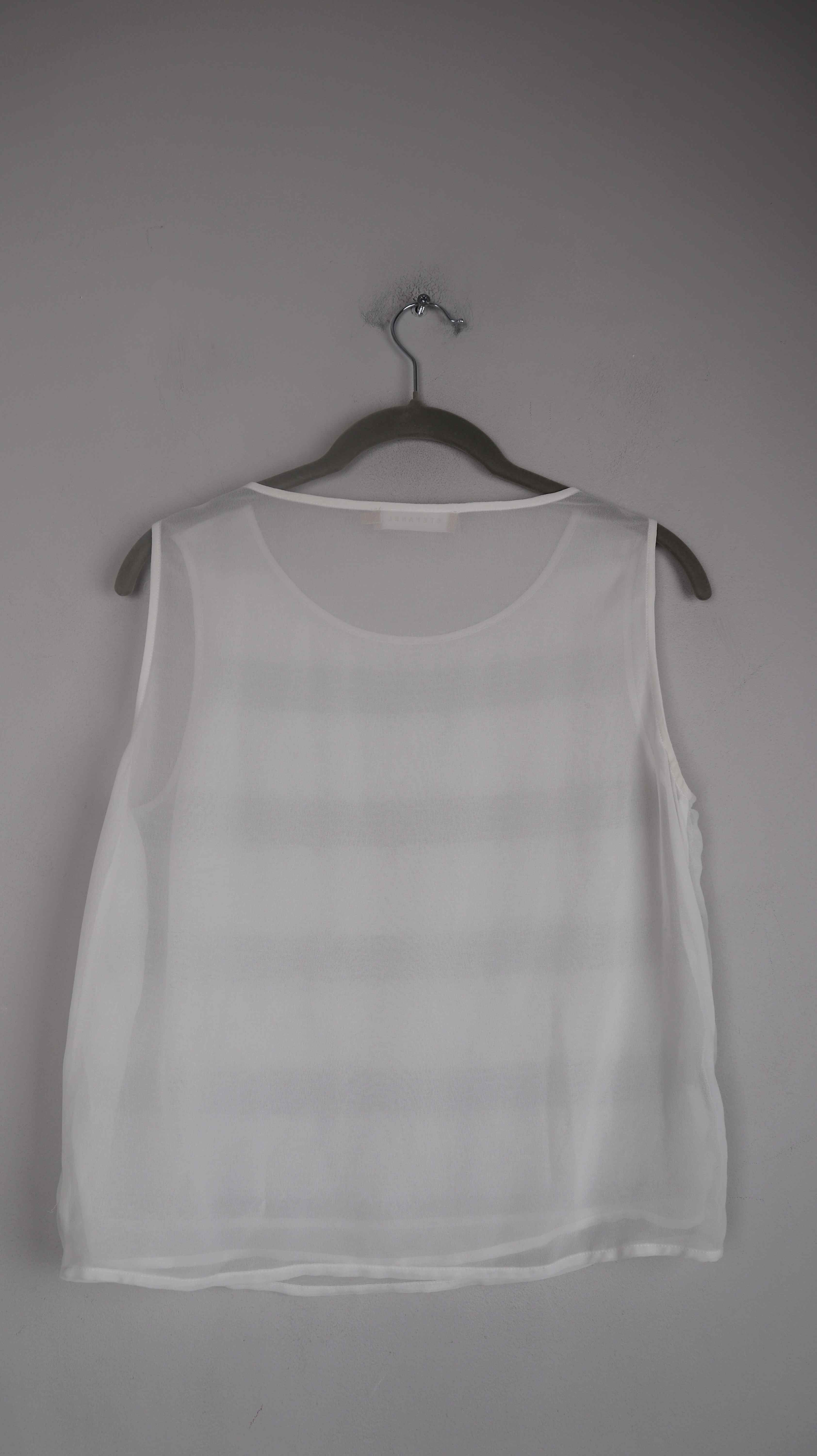 Stefanel Top 36 S weiß gestreift Tanktop Pailetten Oberteil Shirt