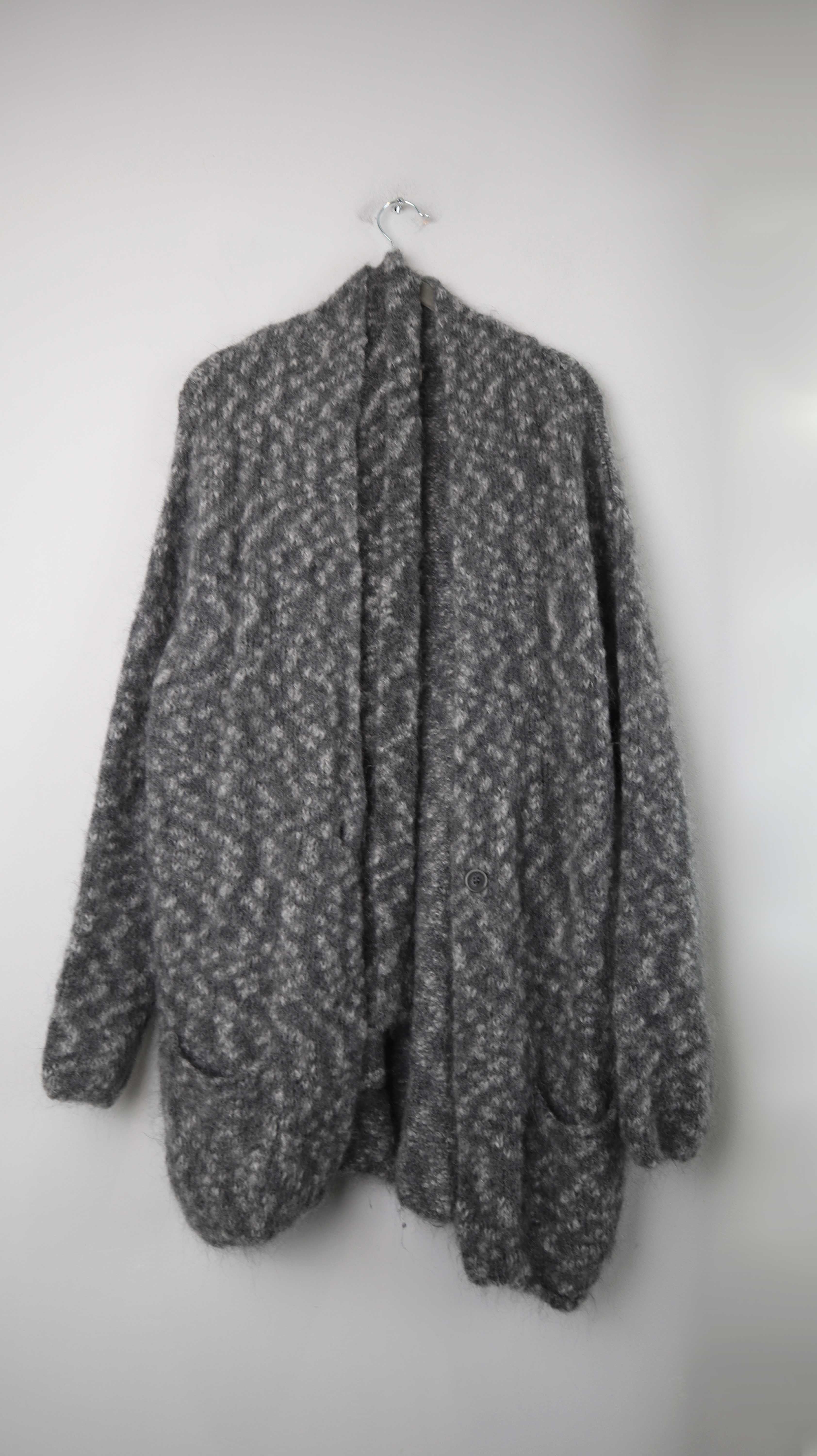 American Vintage Strickjacke Grau Wolle Cardigan XS S Merino Merinowolle