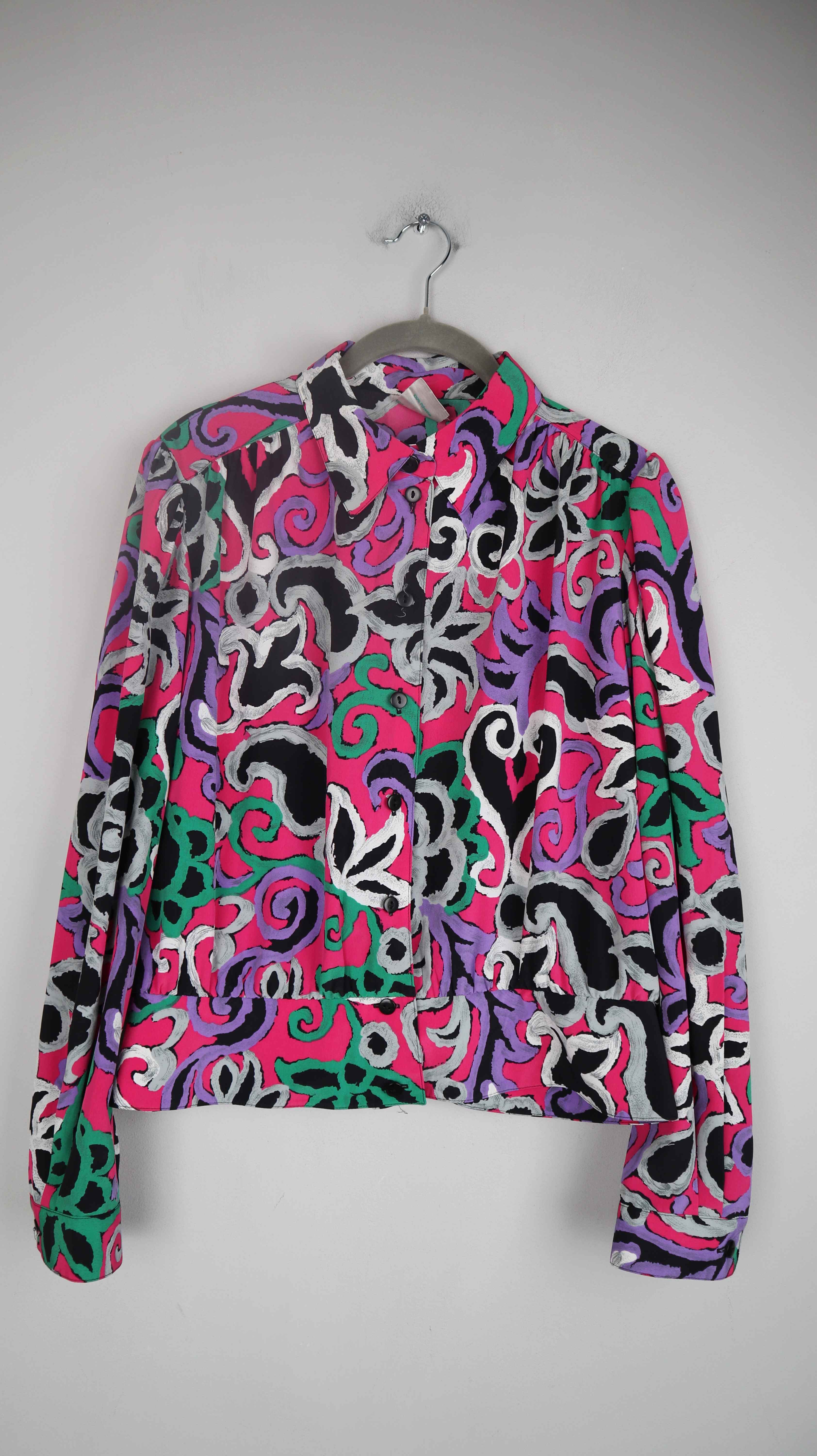 True Vintage Bluse Hemd 38 M Frankenwälder 80s Muster Shirt Oberteil