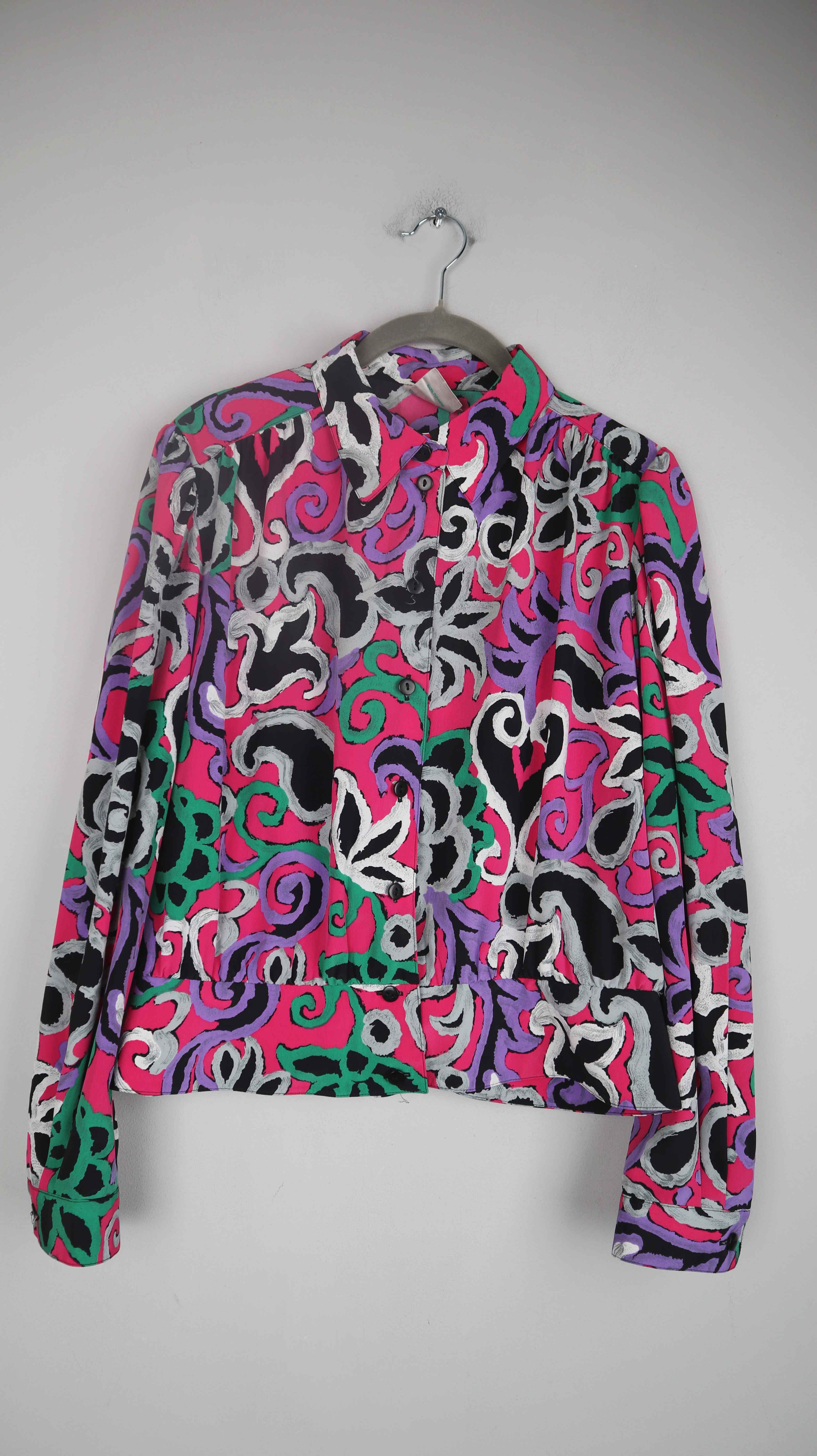 True Vintage Bluse Hemd 38 M Frankenwälder 80s Muster Shirt Oberteil