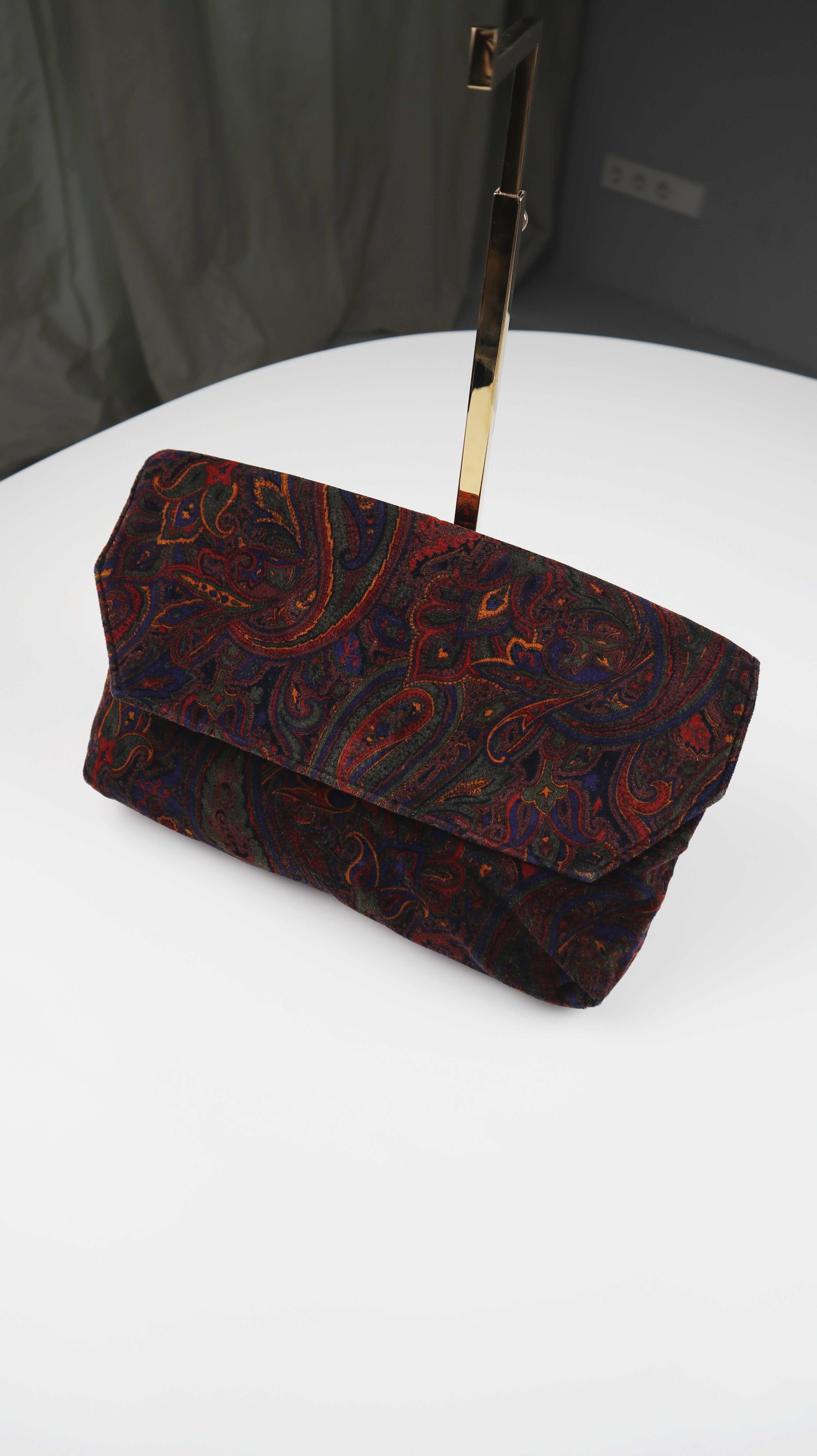 True Vintage Tasche Samt Samttasche Paisley Gennis made in Italy Clutch