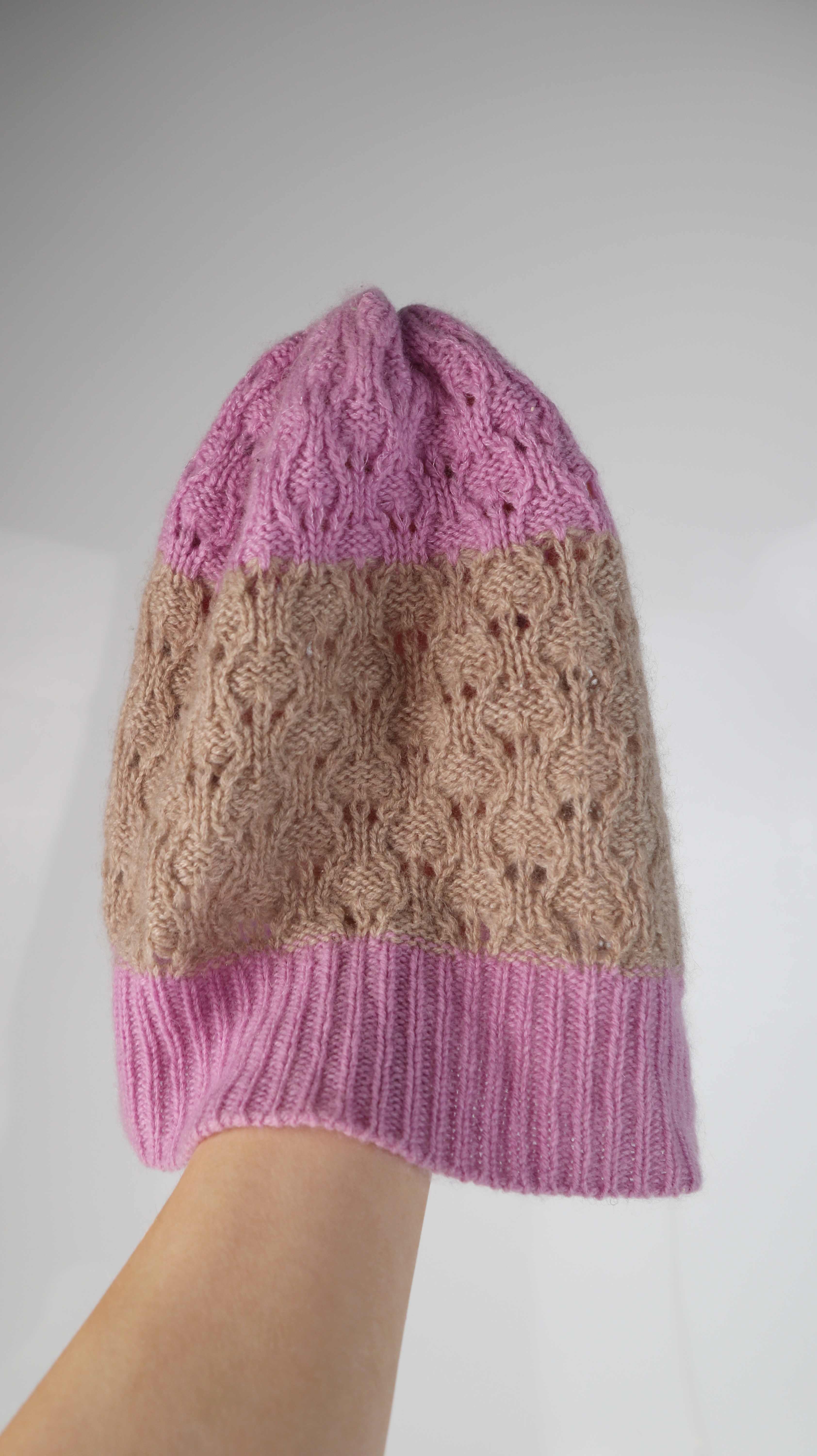 Zadig & Voltaire Mütze Beanie rosa braun gestreift Cashmere Cashmeremütze