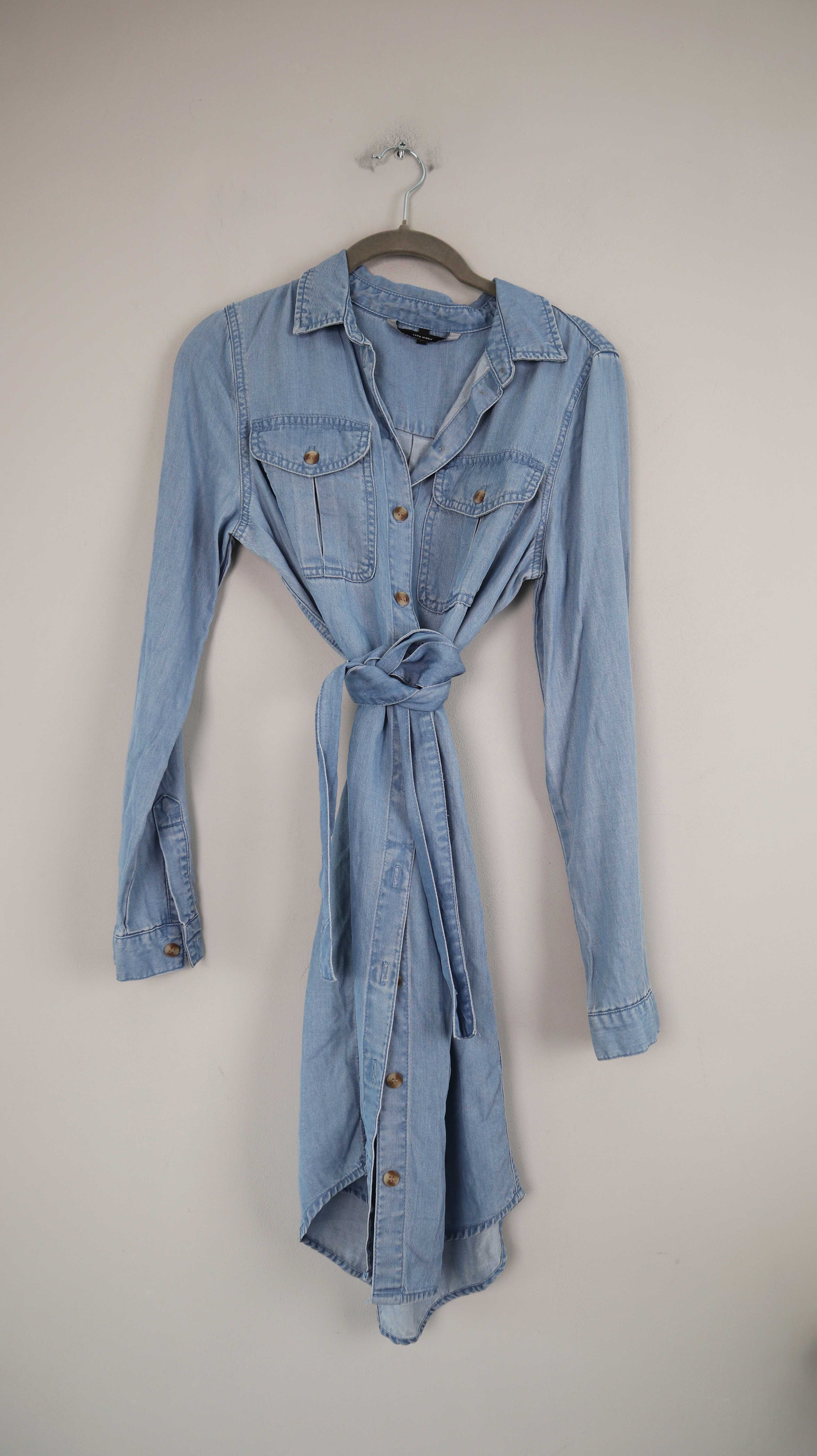 Vero Moda Kleid Blau Jeans Jeanskleid XS denim Midi Midikleid