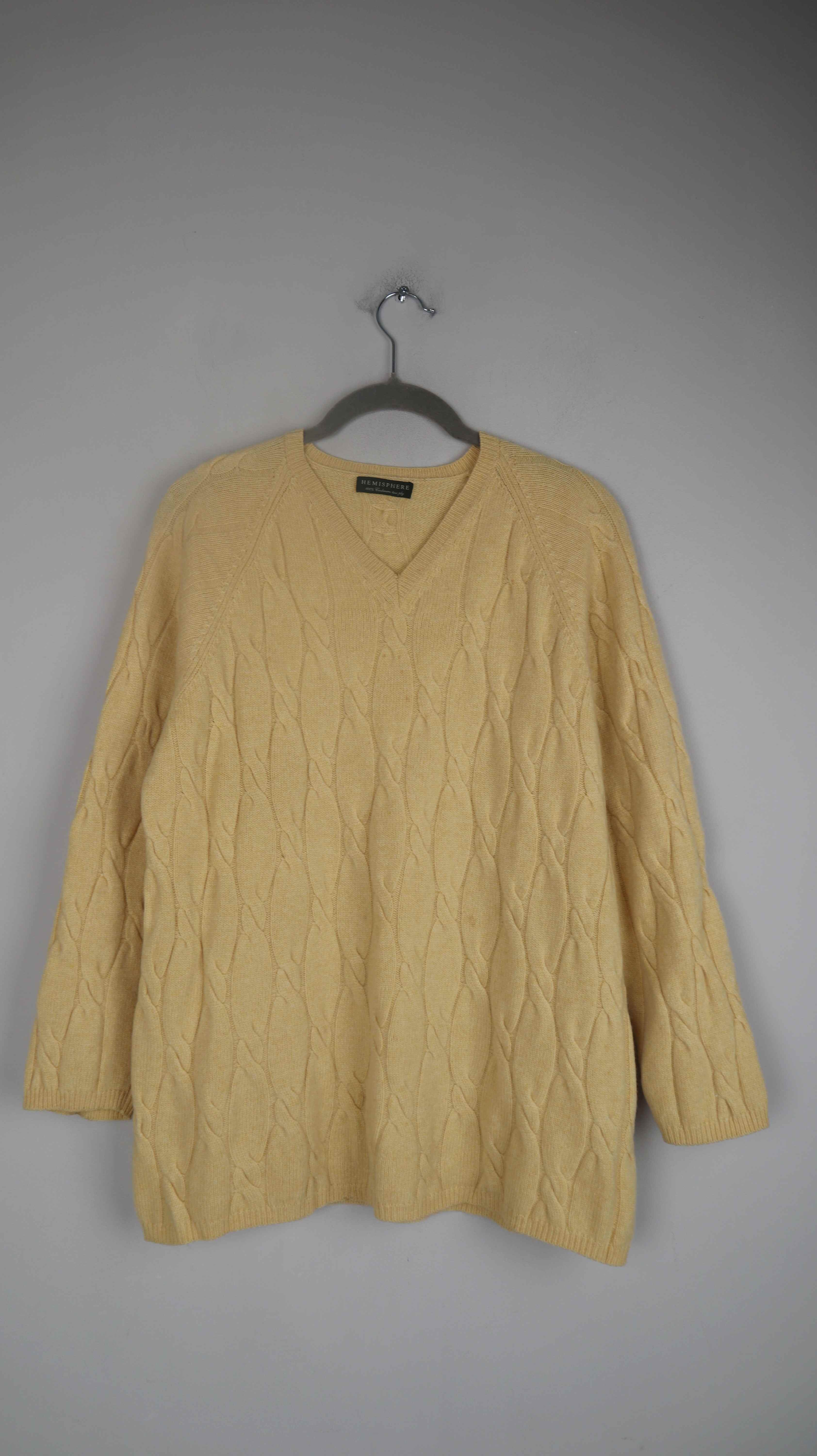 Hemisphere Pullover Gelb Cashmerepullover V-Ausschnitt 38 M