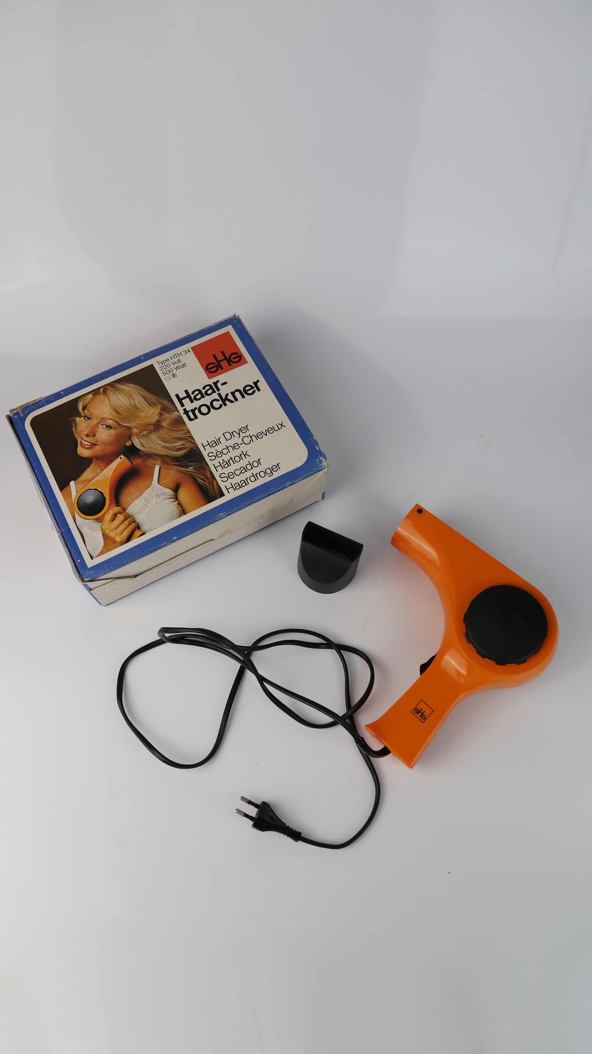 SHG Haartrockner Föhn Orange Retro 70er HTH 34 Handföhn