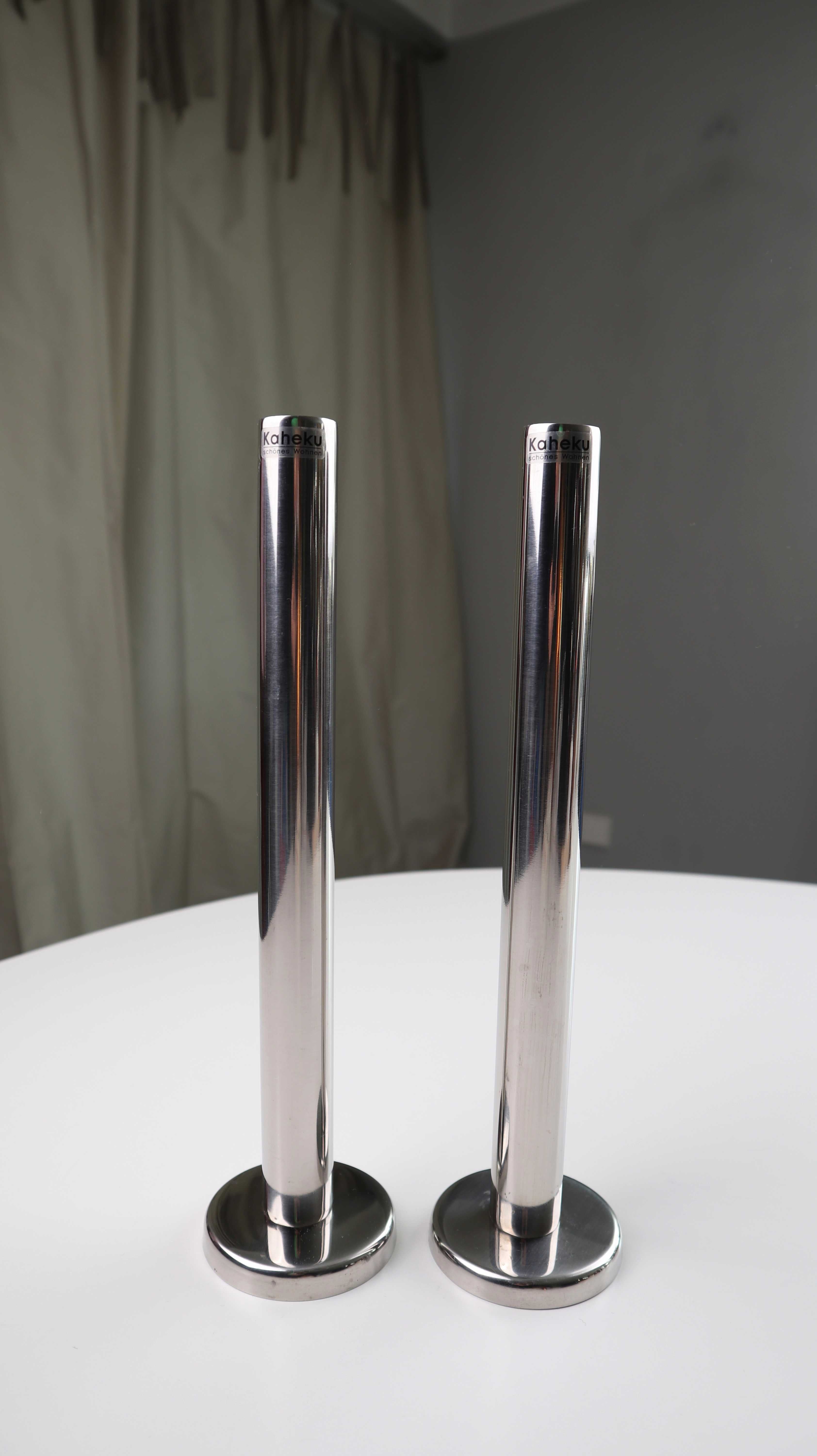 Kaheku Kerzenleuchter Reto silber Edelstahl modern 25 cm Set Chrom