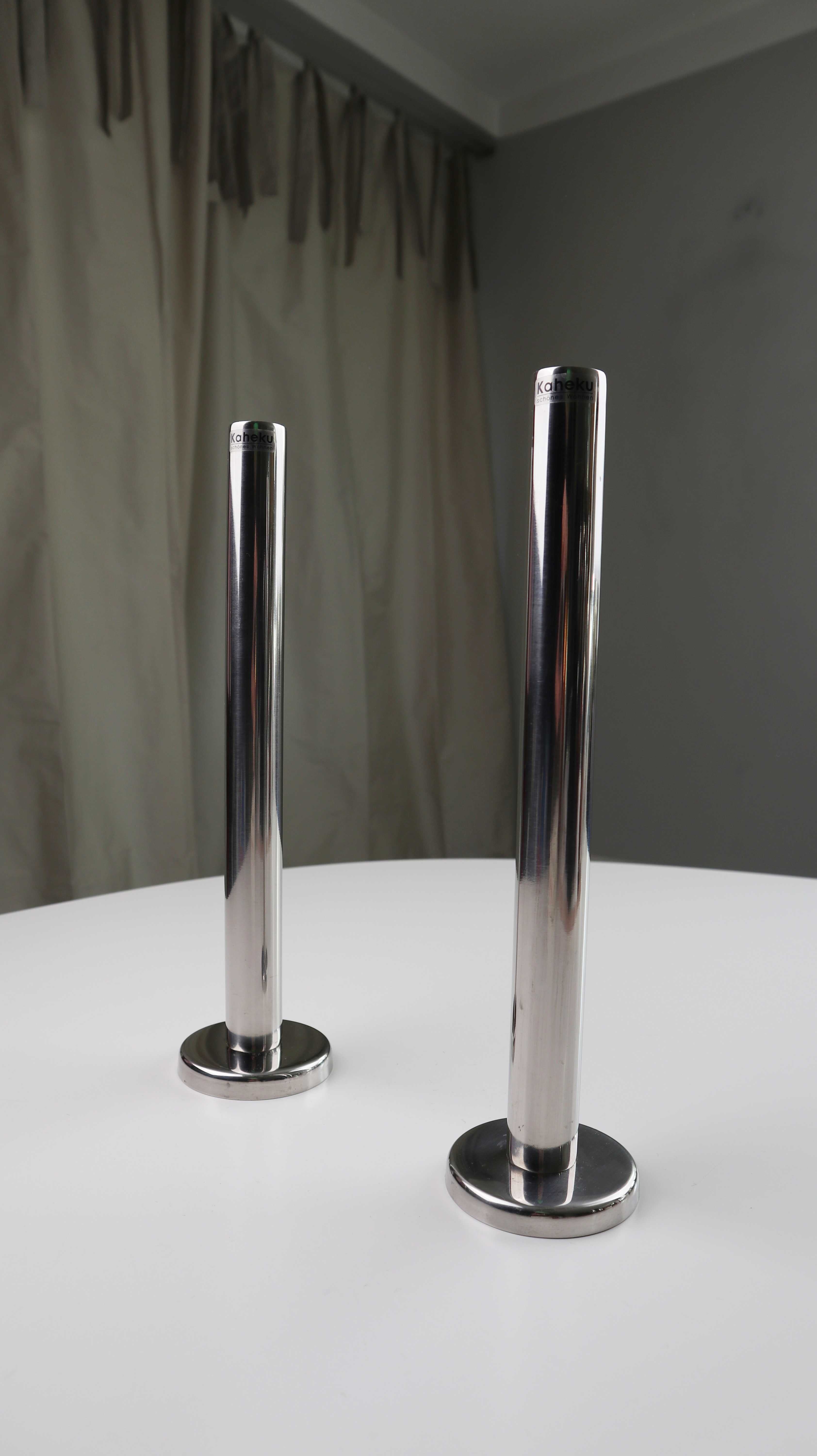 Kaheku Kerzenleuchter Reto silber Edelstahl modern 25 cm Set Chrom