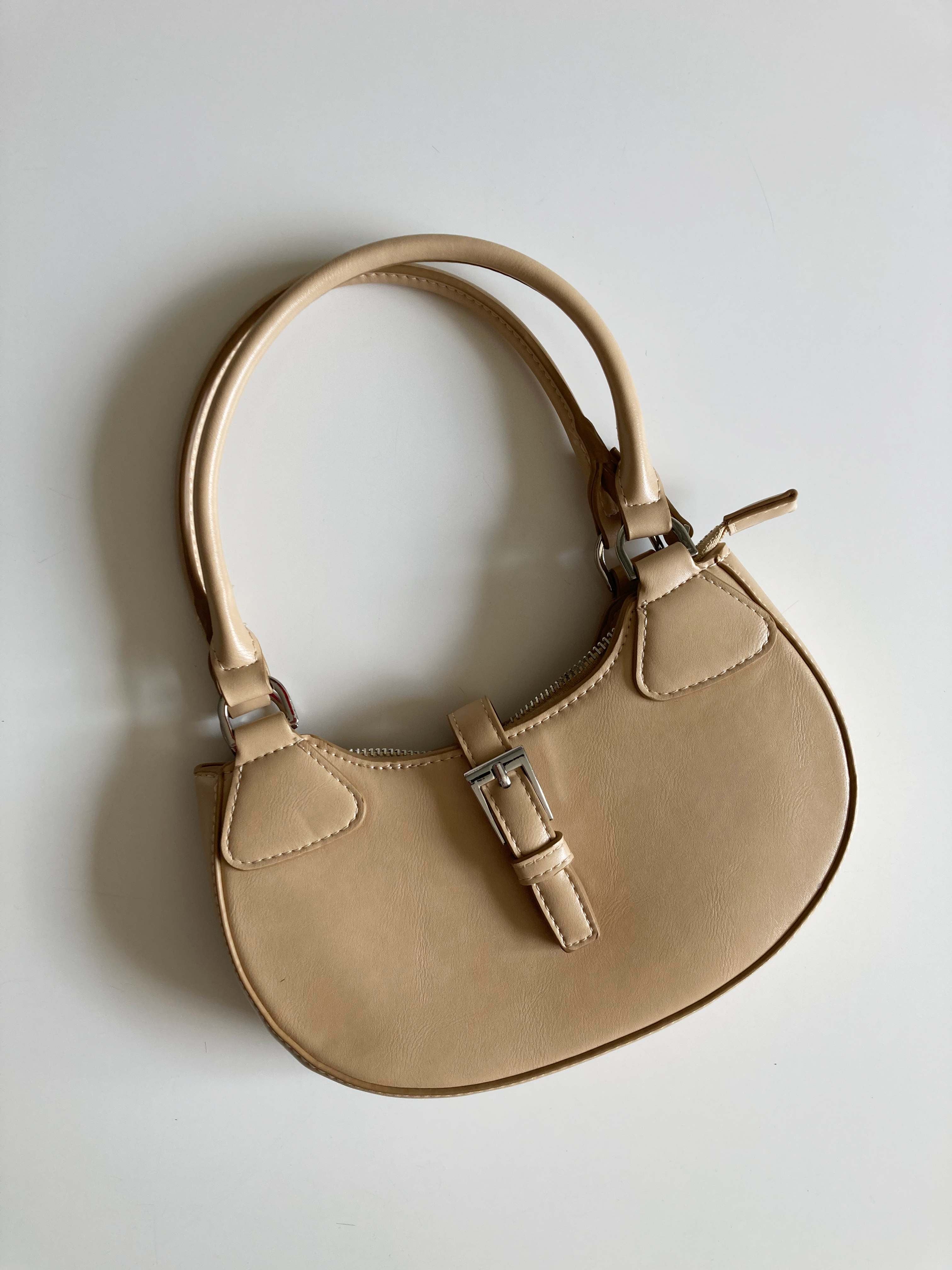 Mango Handtasche creme beige Schultertasche baguette bag minimag