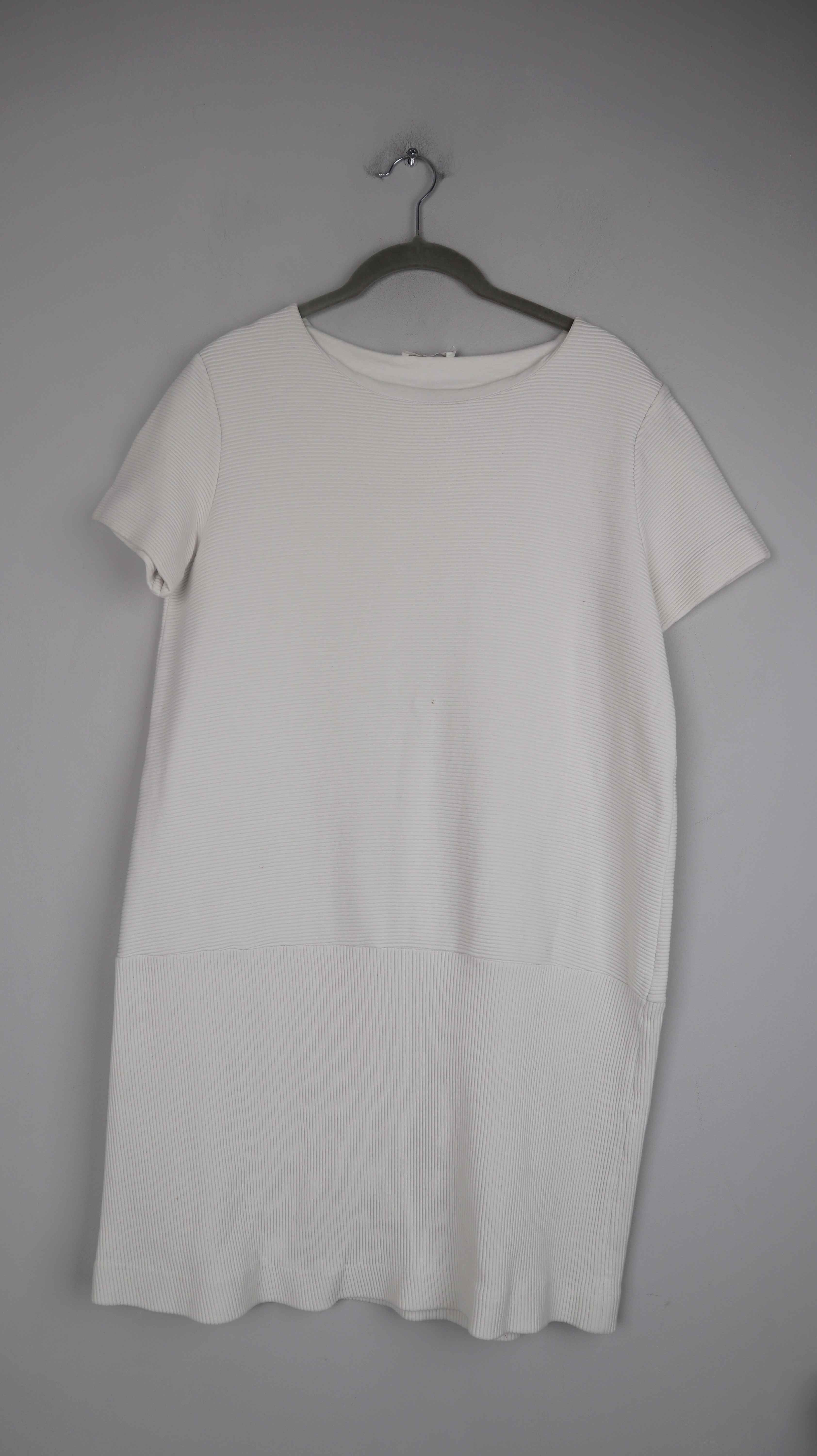 COS Kleid weiß ripped Midi Midikleid 40 L basic einfarbig