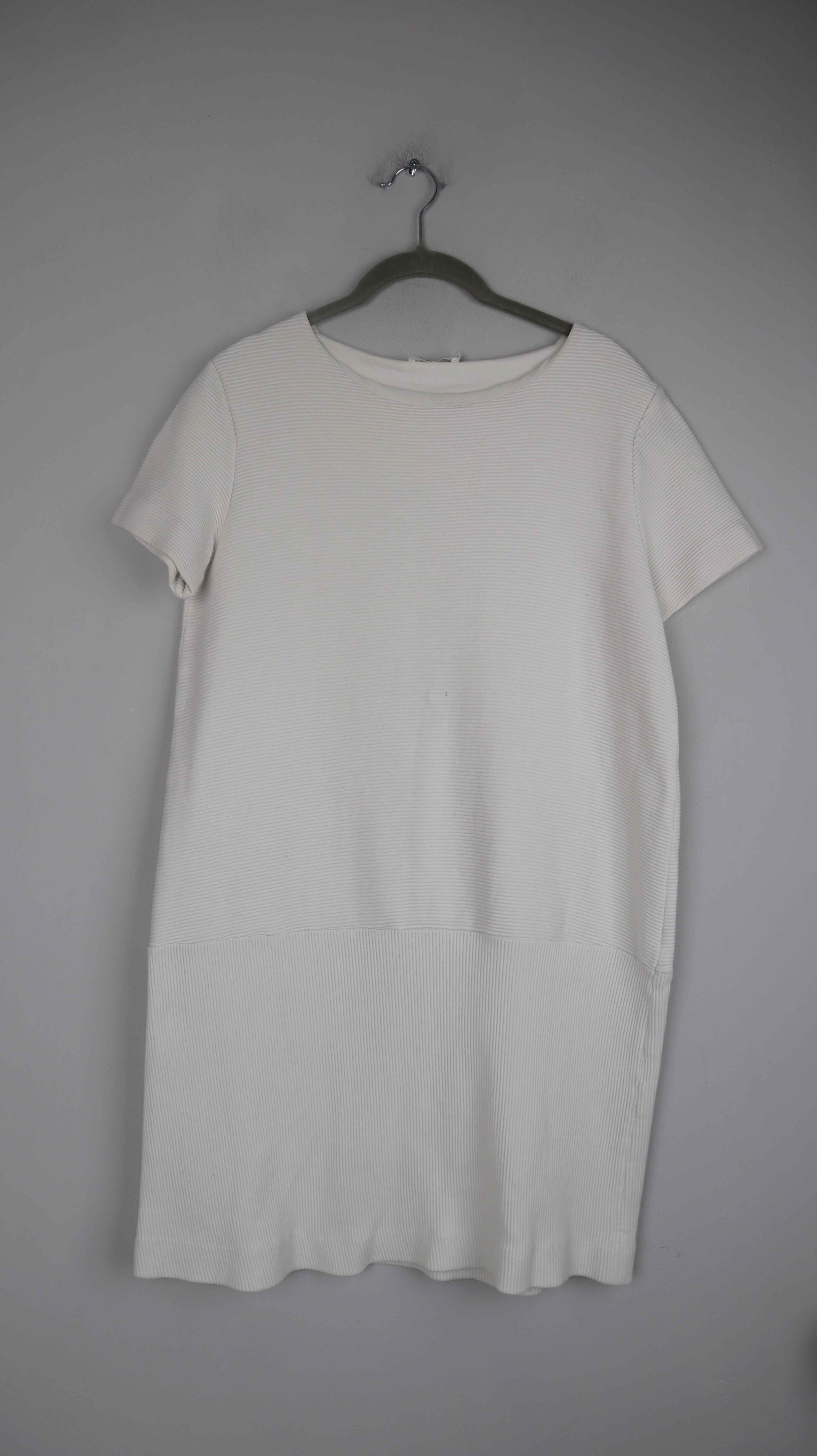 COS Kleid weiß ripped Midi Midikleid 40 L basic einfarbig