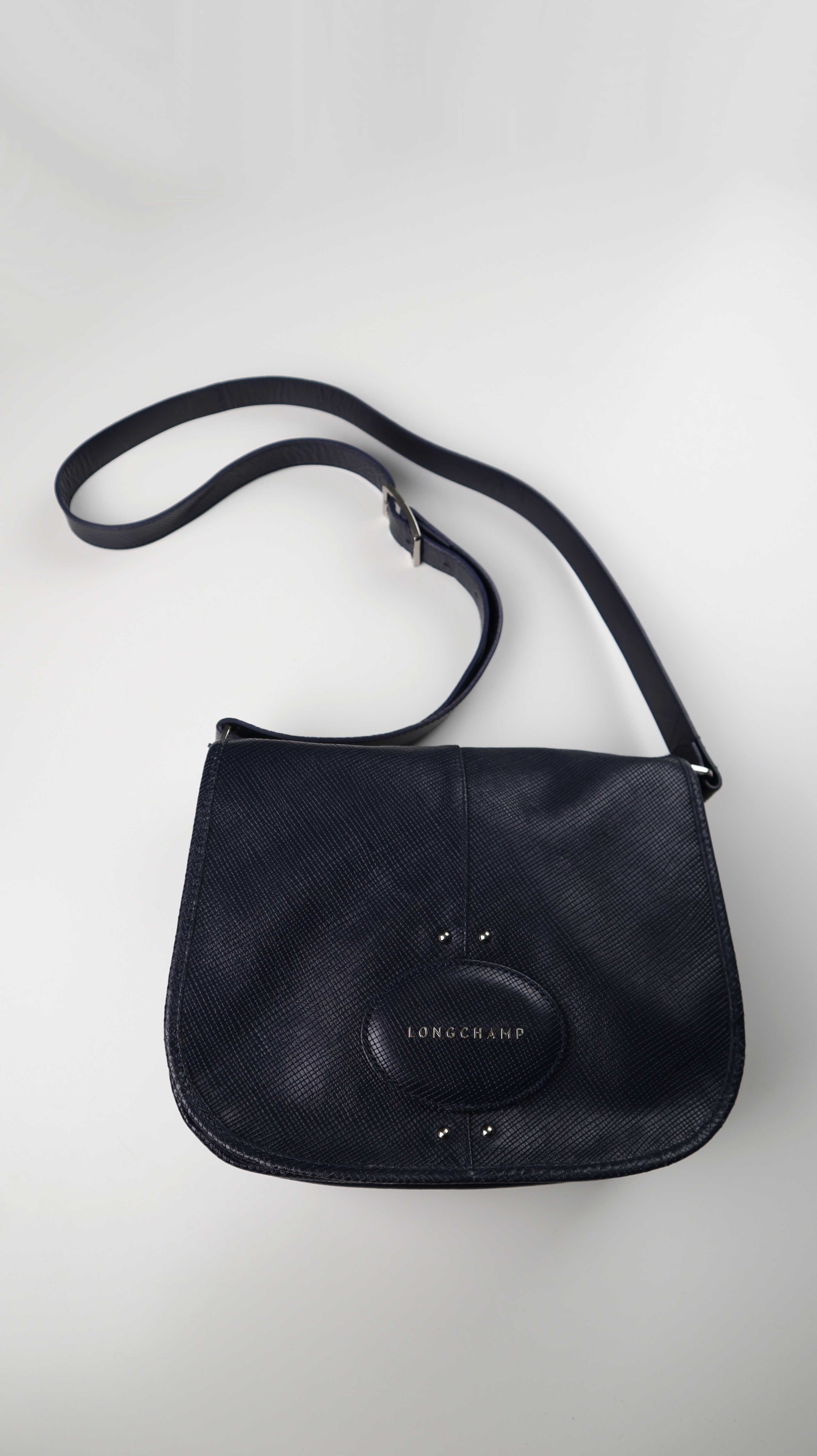 Longchamp Quadri Ledertasche Crossbag dunkelblau Blau Umhängetasche