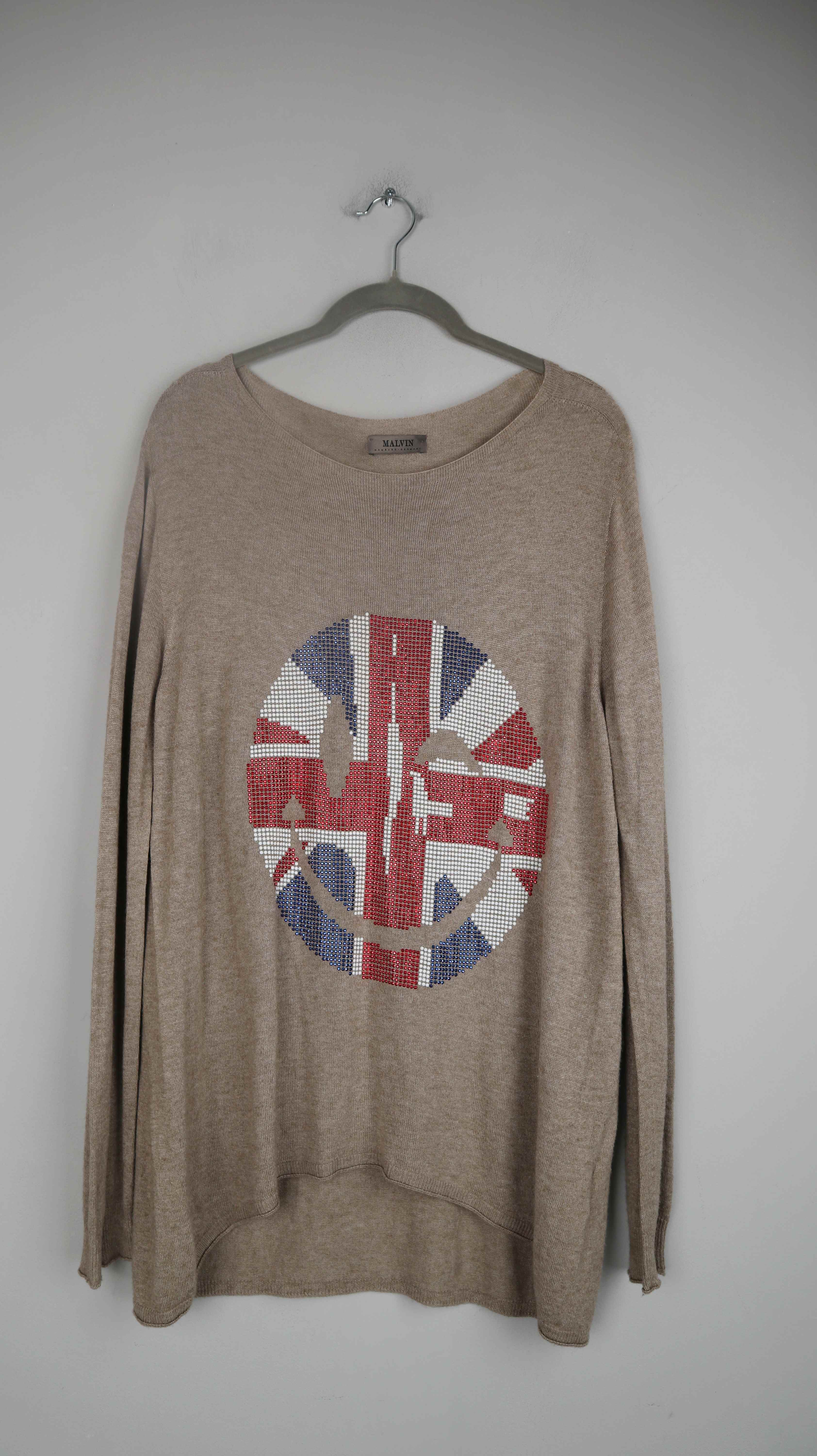 Malvin Pullover braun Longsleeve Shirt 40 L Beige Smiley