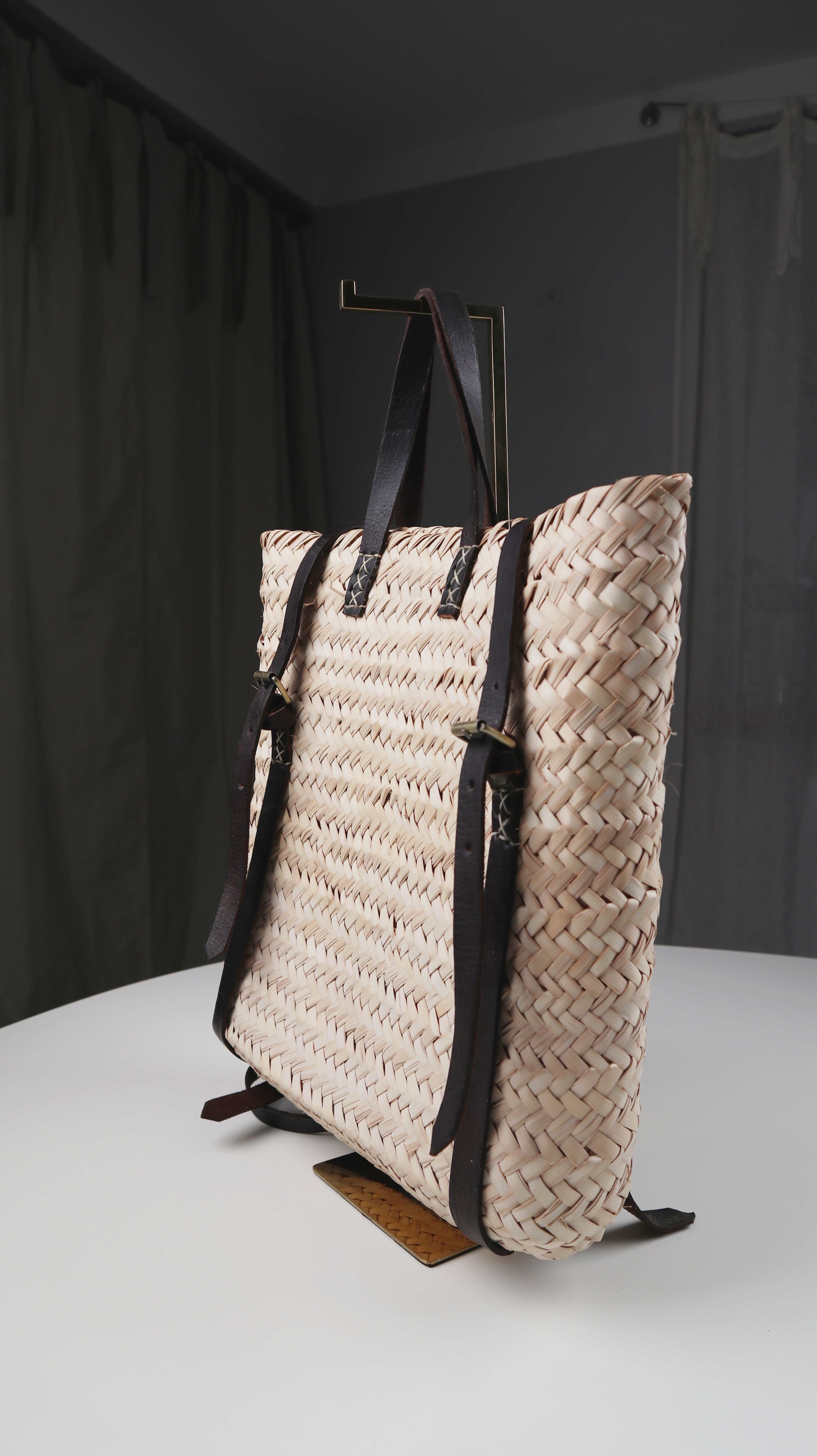 Rucksack Korbrucksack gelochten Tasche Shopper Schultertasche Flechttasche