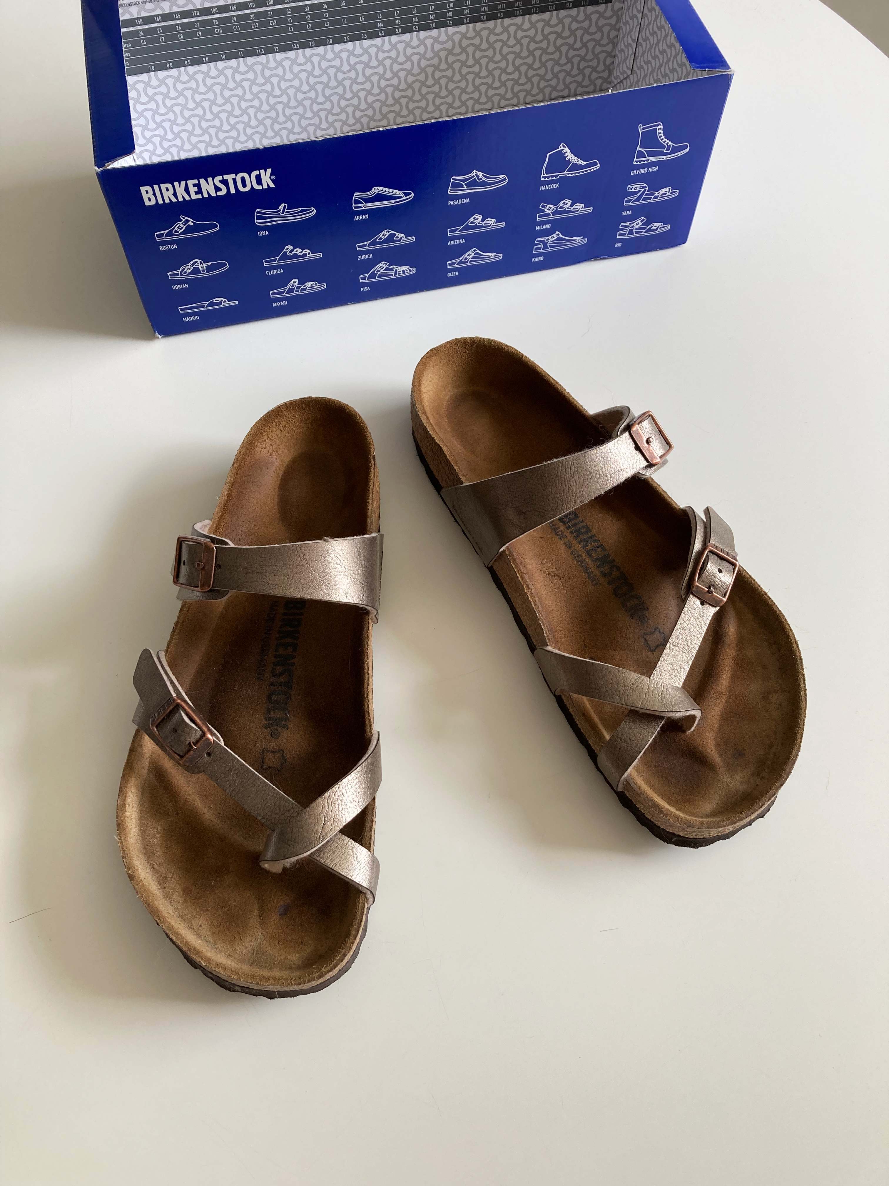 Birkenstock 39 Sandalen Slipper Riemchen Bronze Kupferfarbend Mayari