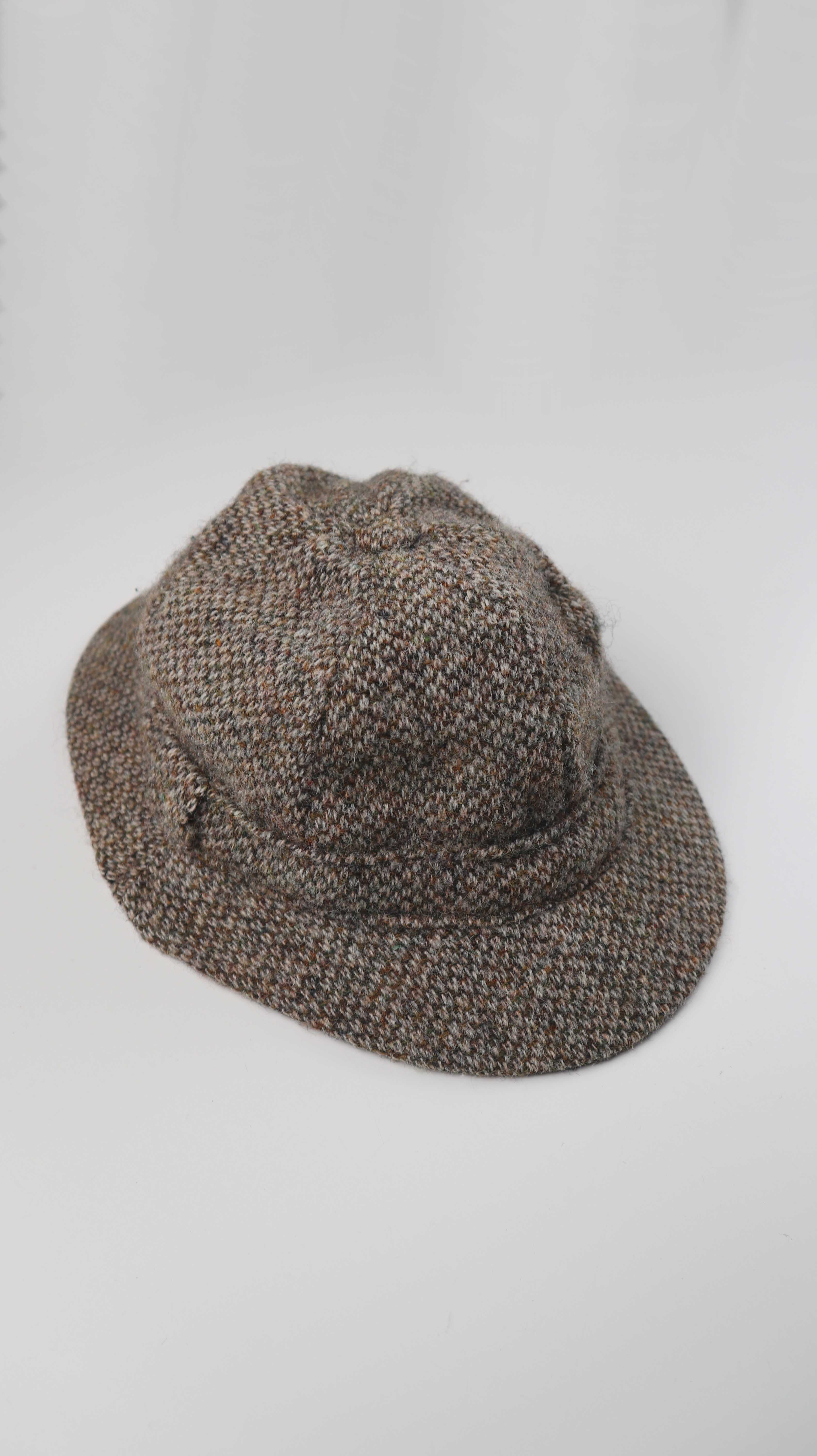 Harris Tweed Mütze Sherlock Holmes Hut Kappe Braun Beige Wolle 57 Scottland