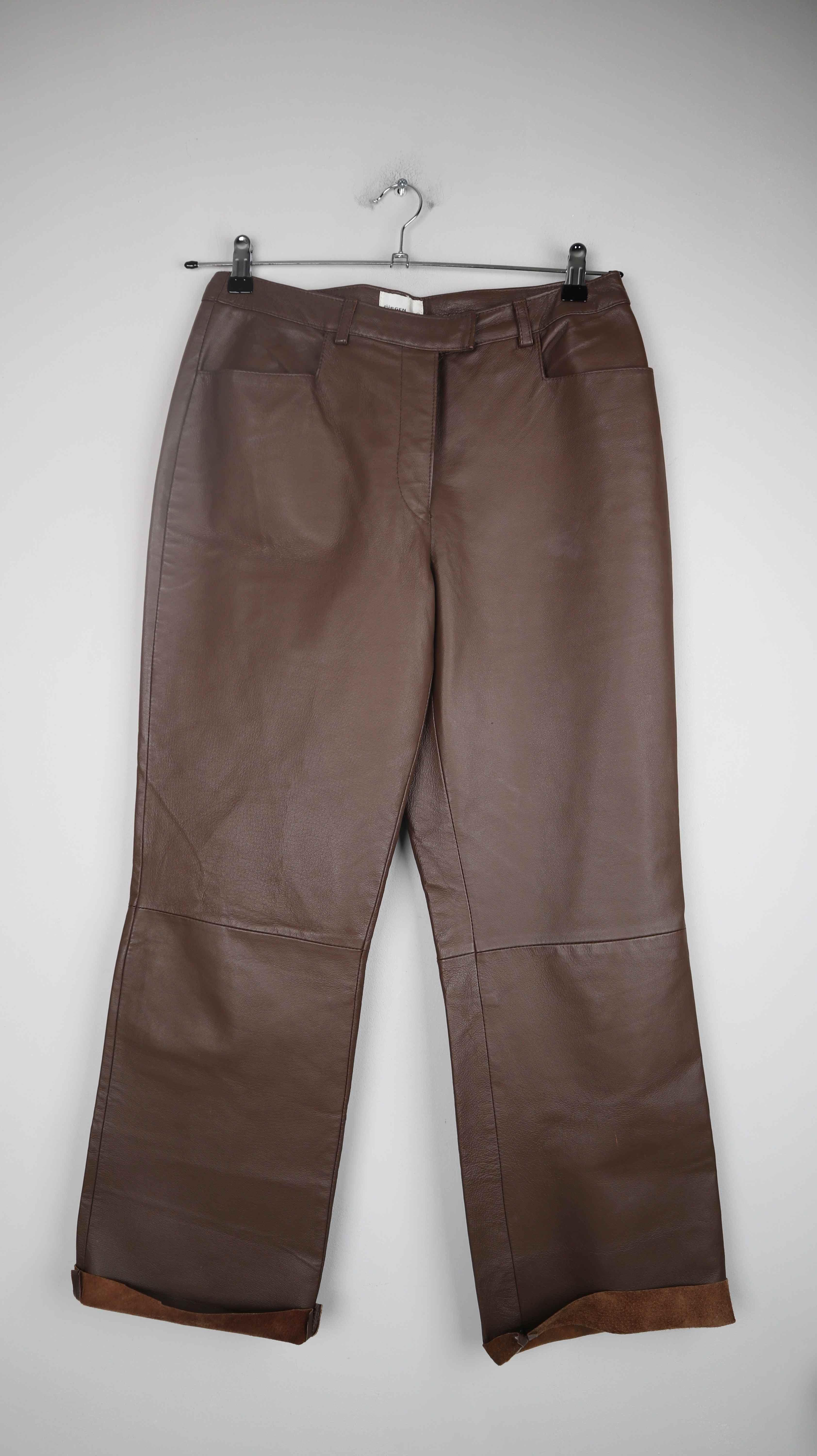 Jürgen Michaelsen Hose Lederhose 40 L Braun Leder straight leg