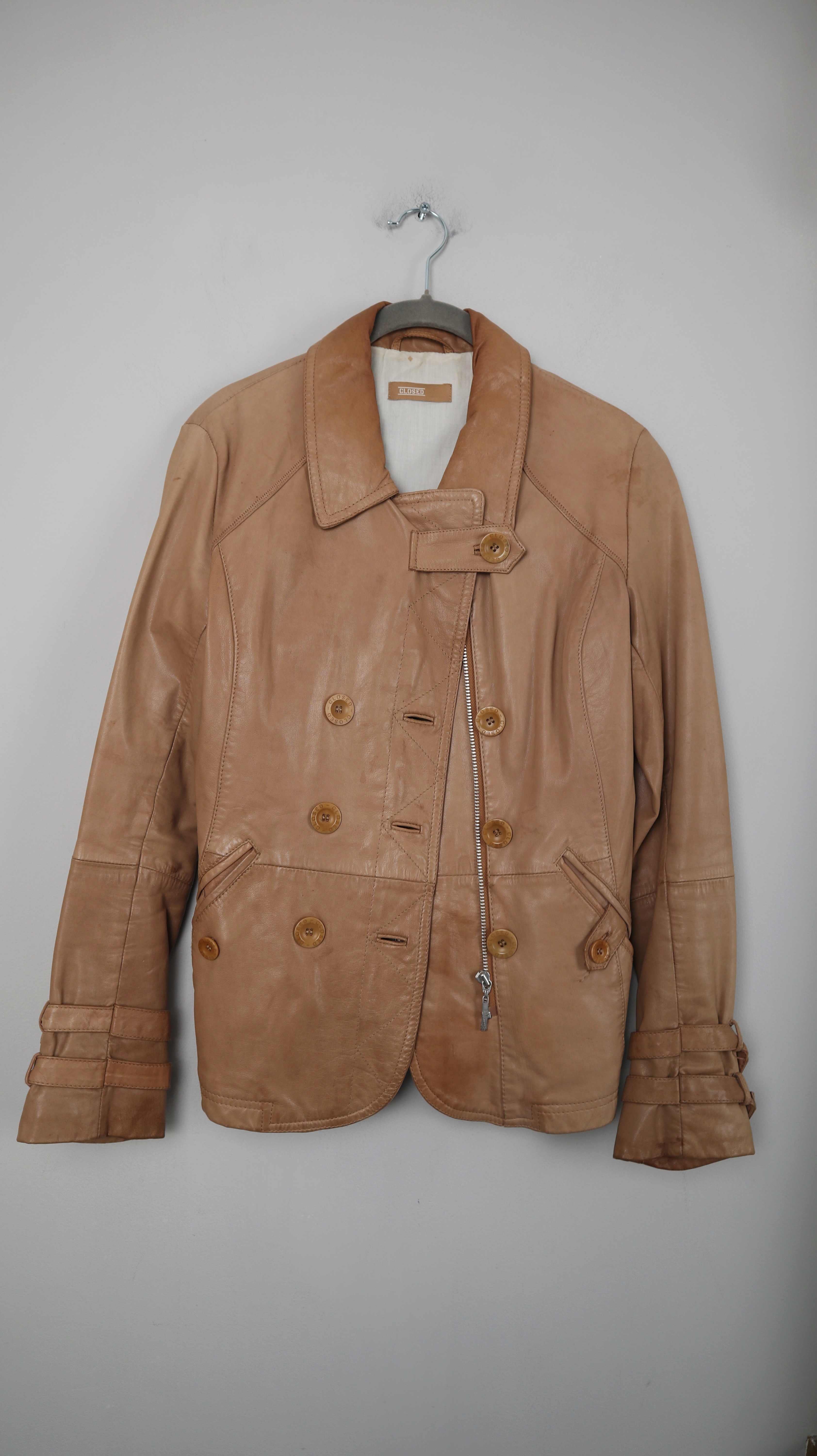 Closed Lederjacke Braun Beige 38 M basic Jacke Leder