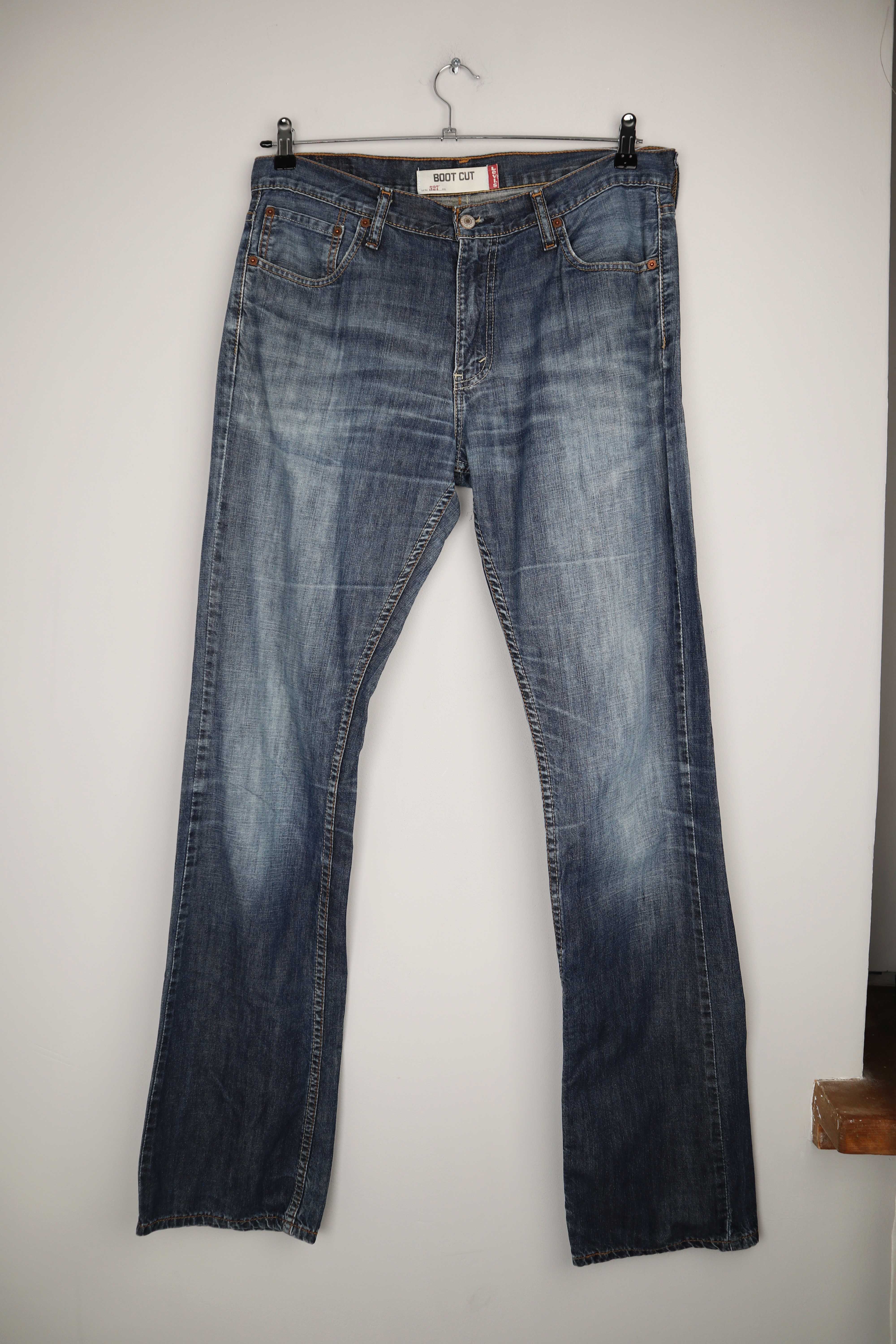 Levis Boot Cut 527 Jeans straight fit Hose 34 x 36 washed blau denim dunkelblau