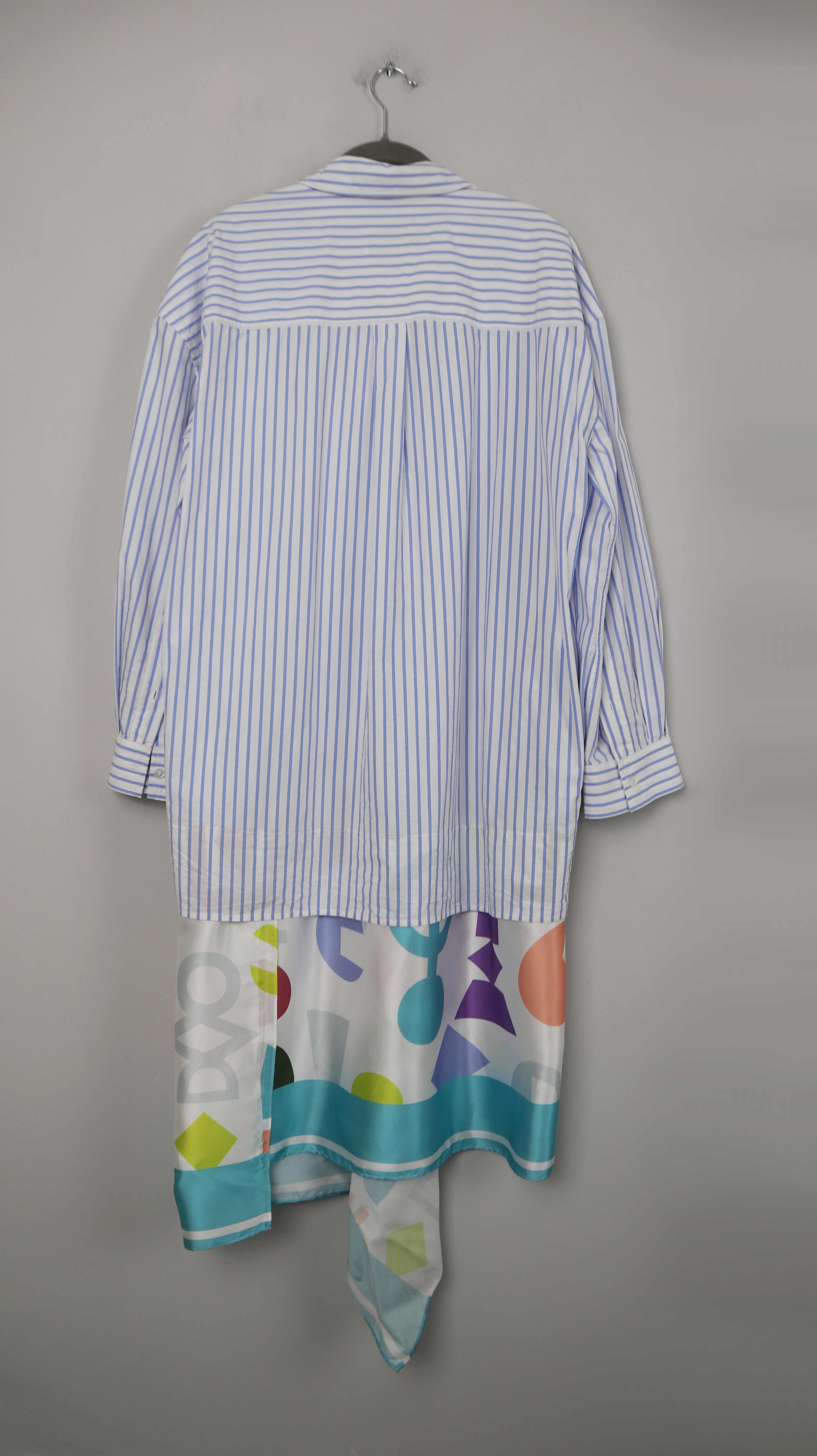 Essentiell Antwerp Kleid Hemd Blusenkleid Seide Blau weiß gestreift 38 M
