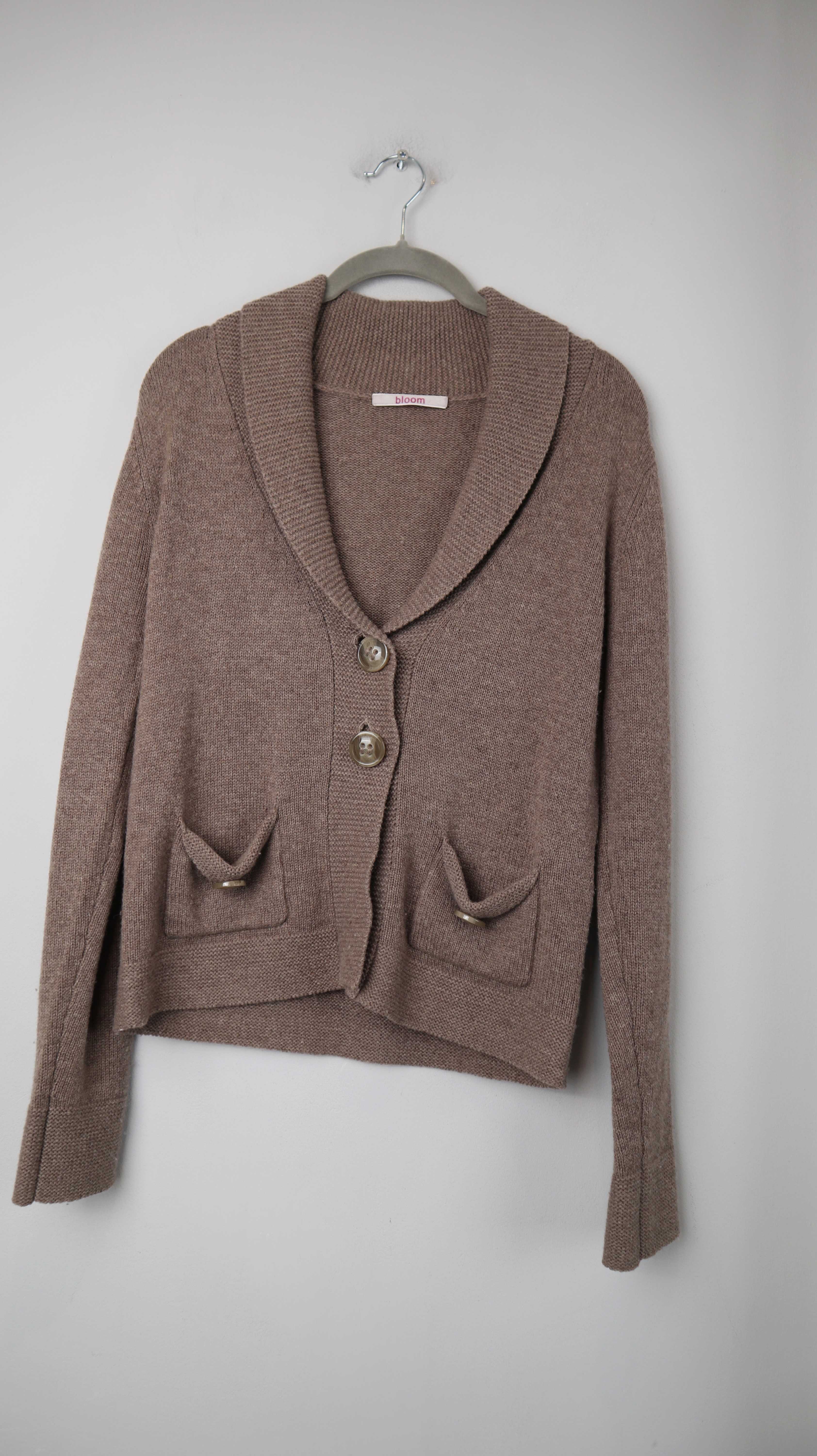 Bloom Strickjacke Cardigan gestrickt 36 S Wolle Cashmere geknöpft