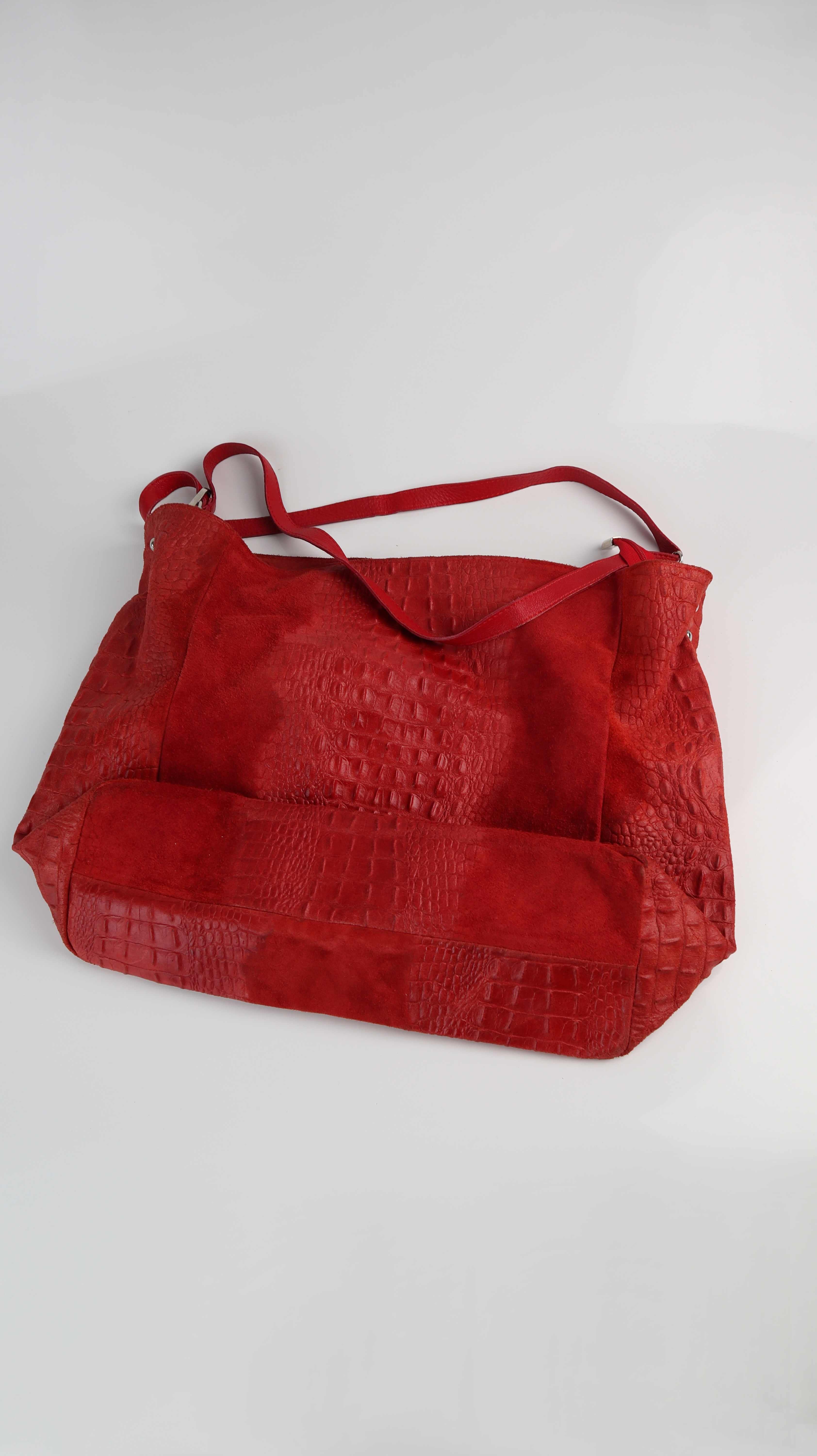 Tasche Ledertasche rot Shopper Handtasche Schultertasche Wildledertasche