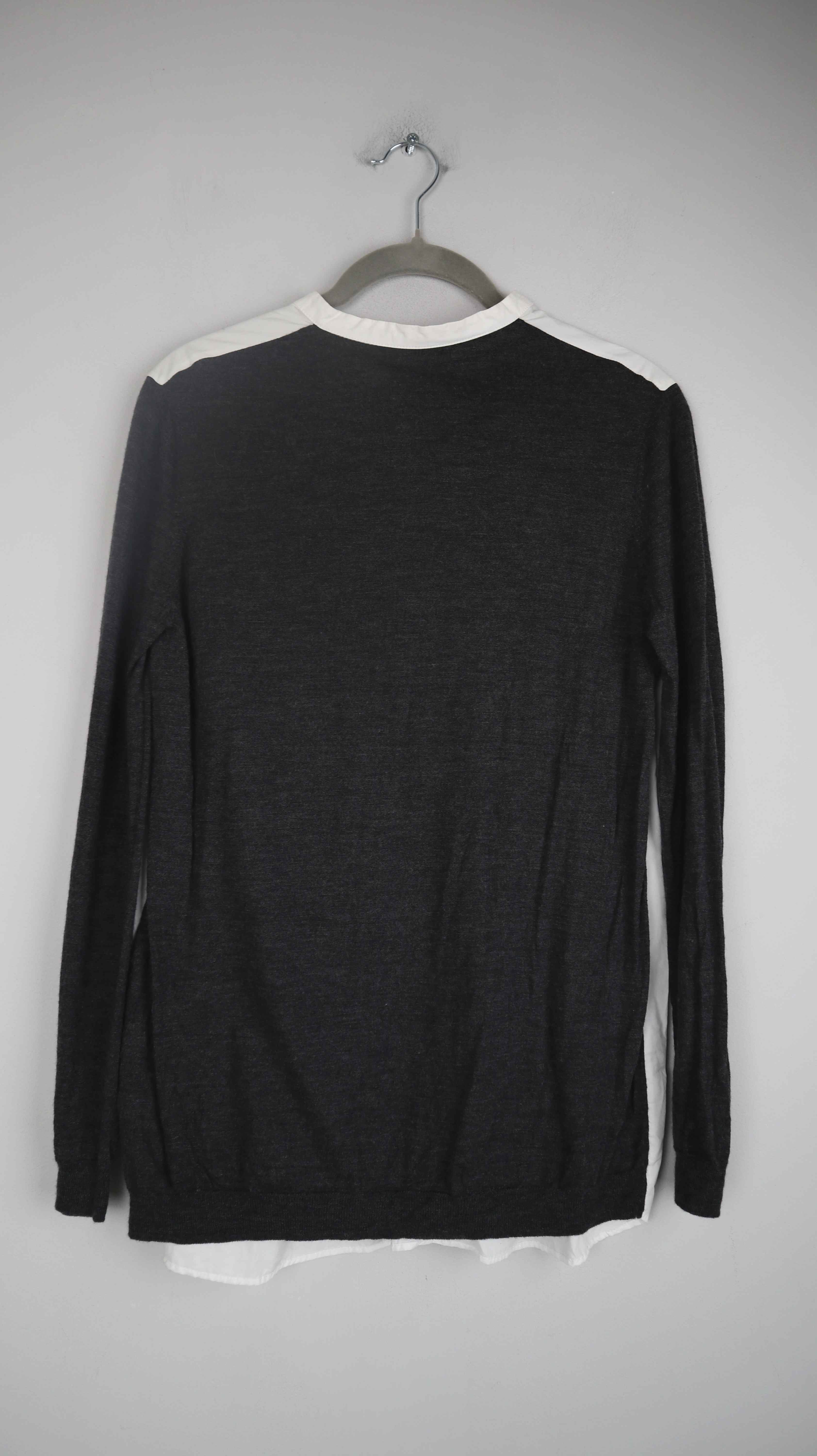 COS Shirt Longsleeve grau weiß 36 S Wolle Oberteil Pullover Bluse